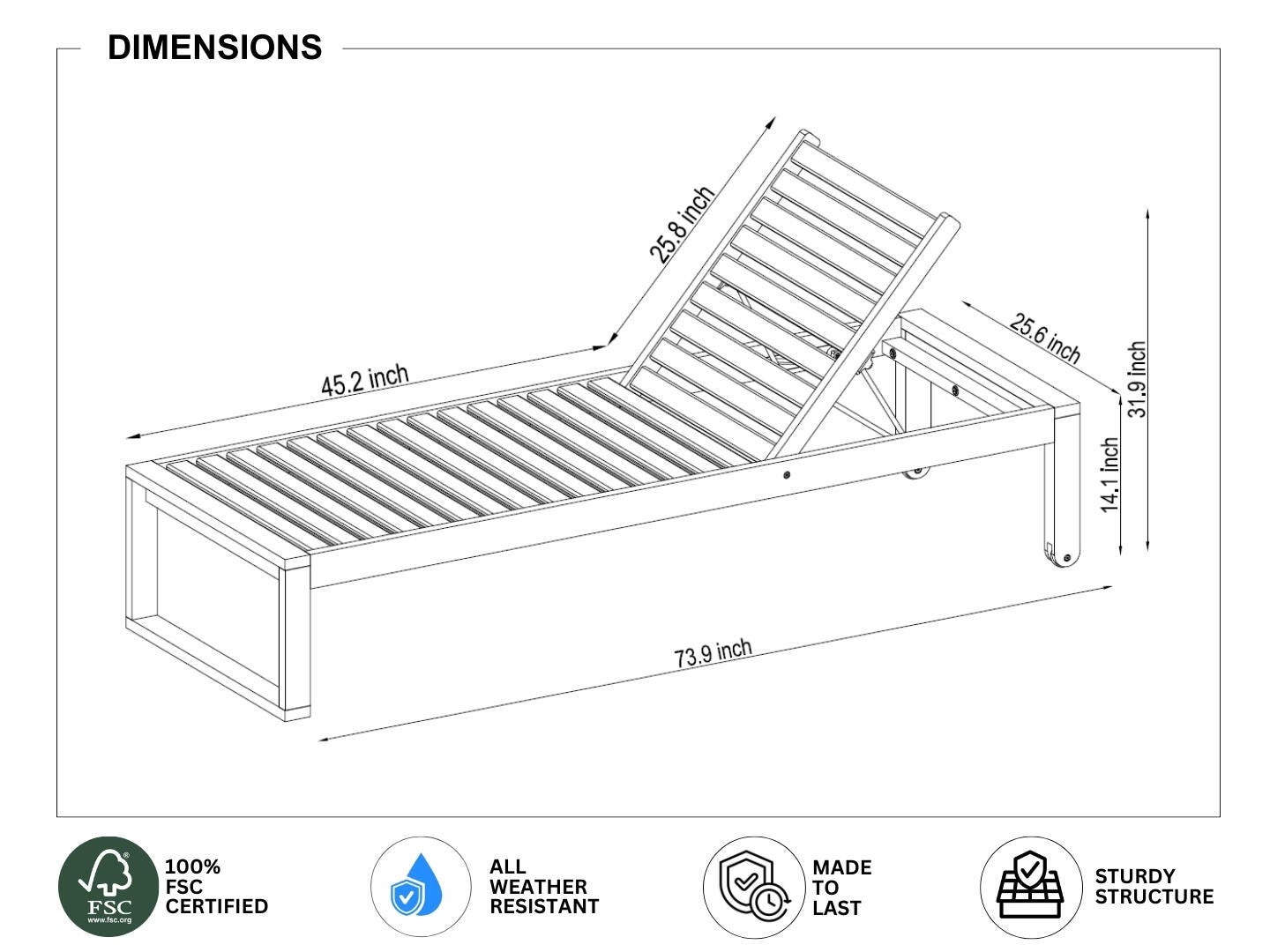Amazonia Surat Outdoor Chaise Lounge, , large