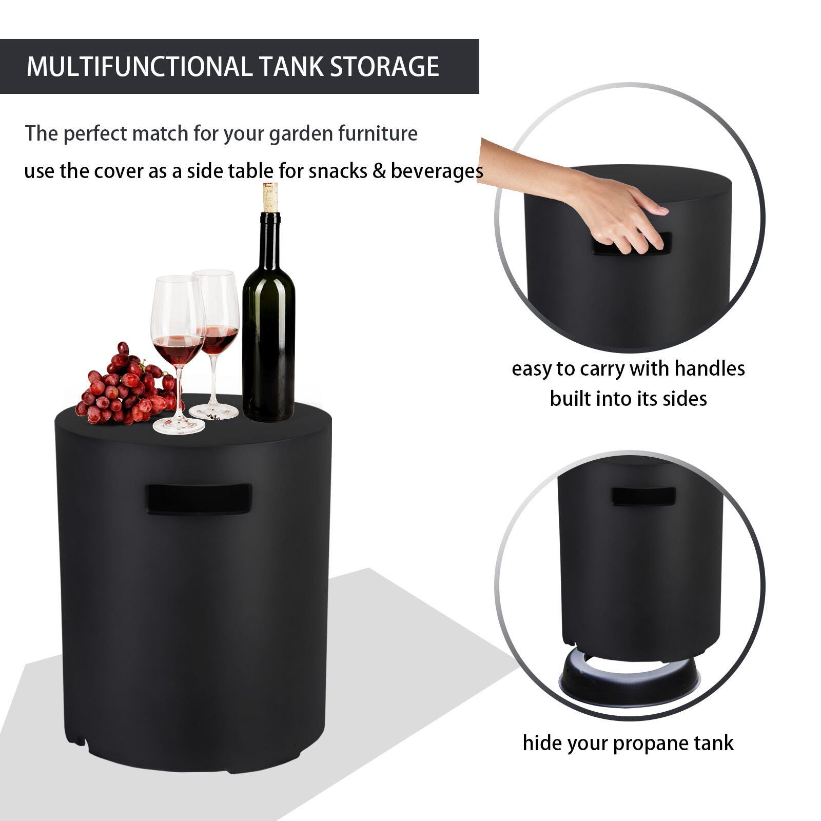Afterglow Outdoor Side Table, Black, large