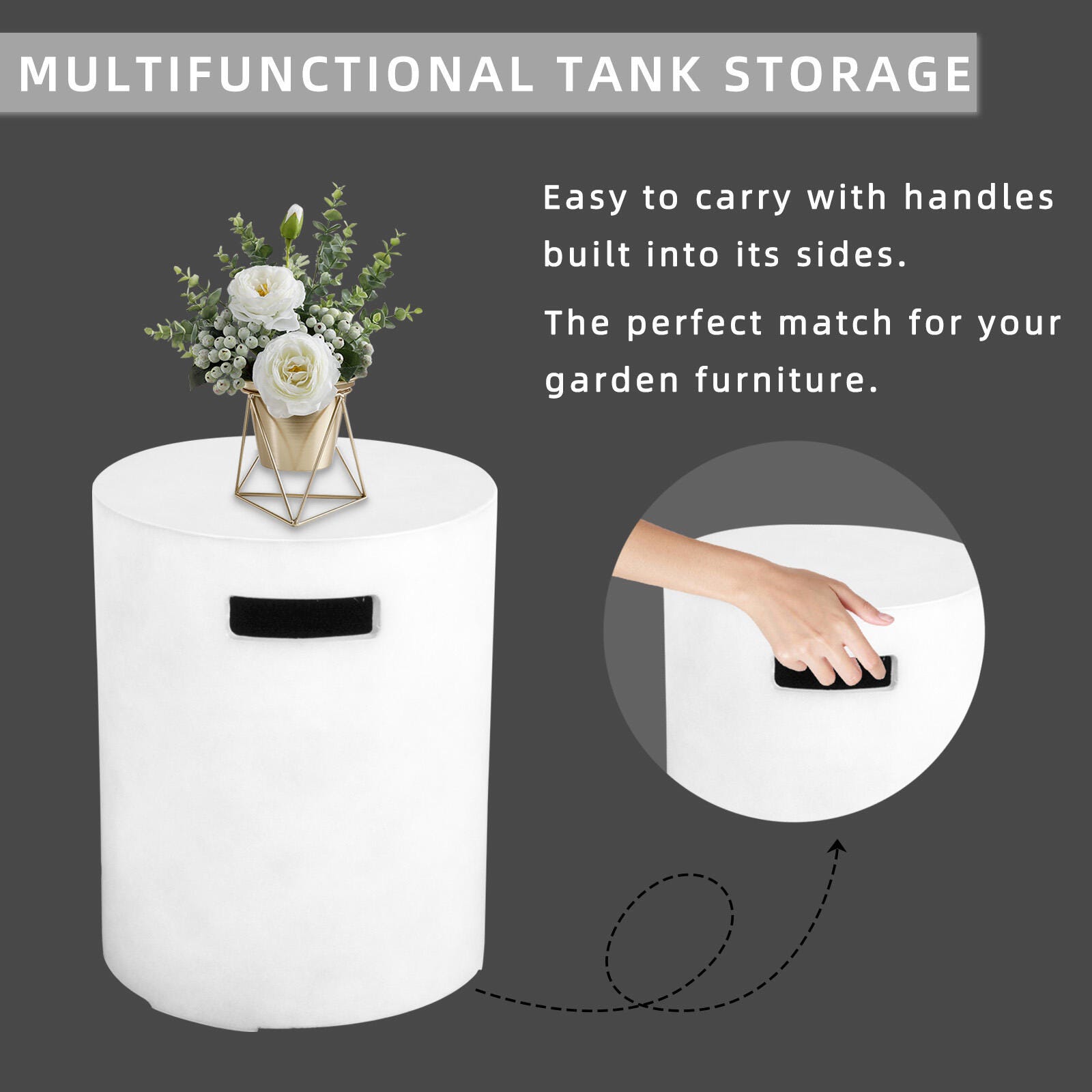 Afterglow Outdoor Side Table, White, large