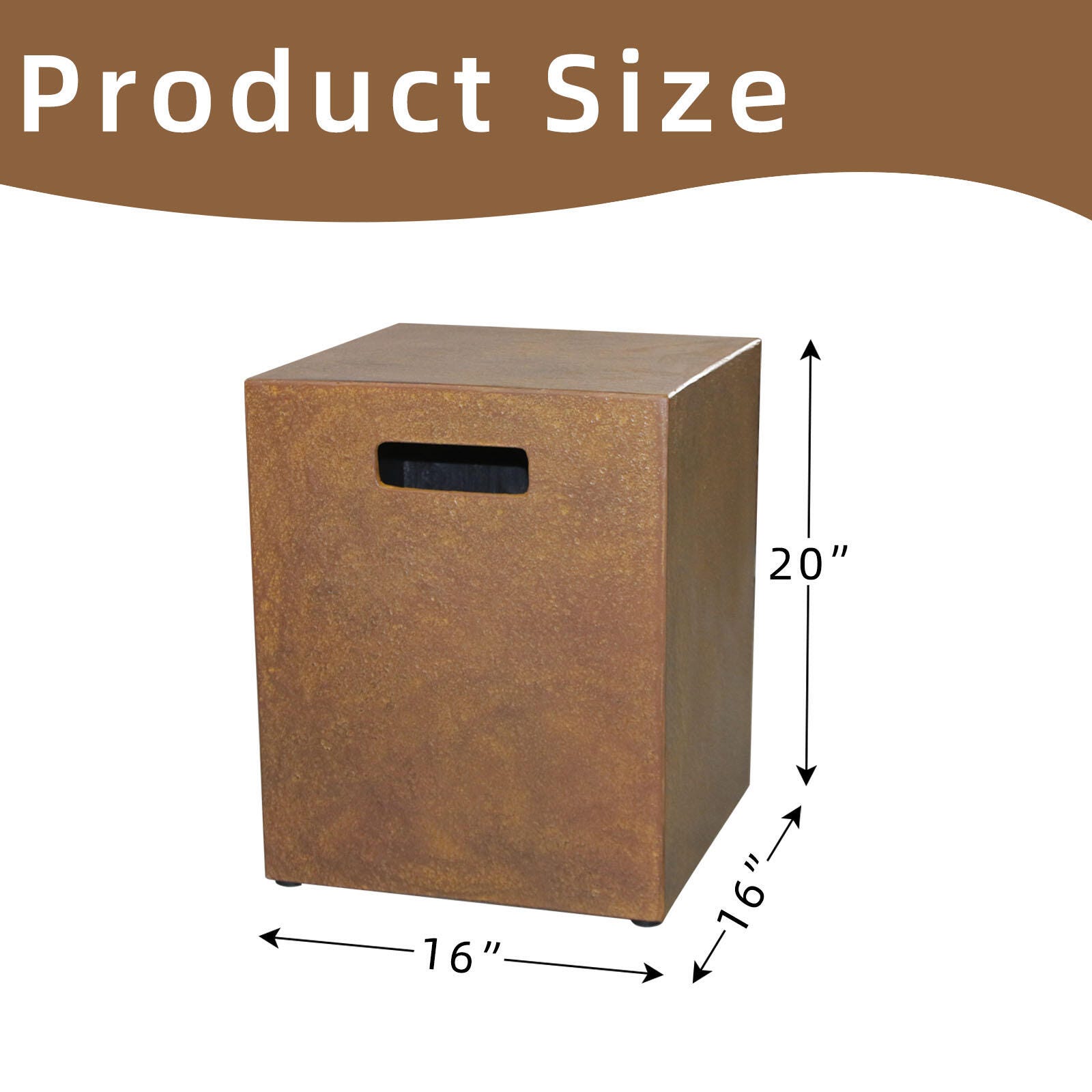 Afterglow Outdoor Square Side Table, Brown, large