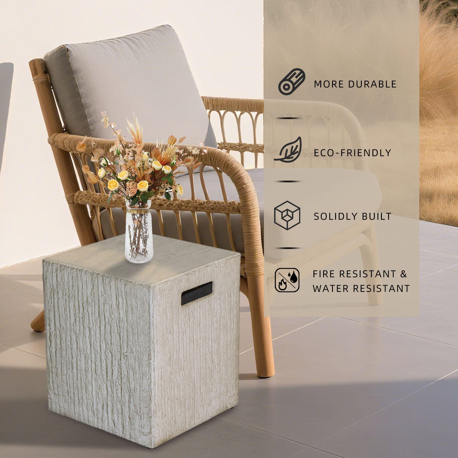 Afterglow Outdoor Square Side Table, Gray, large