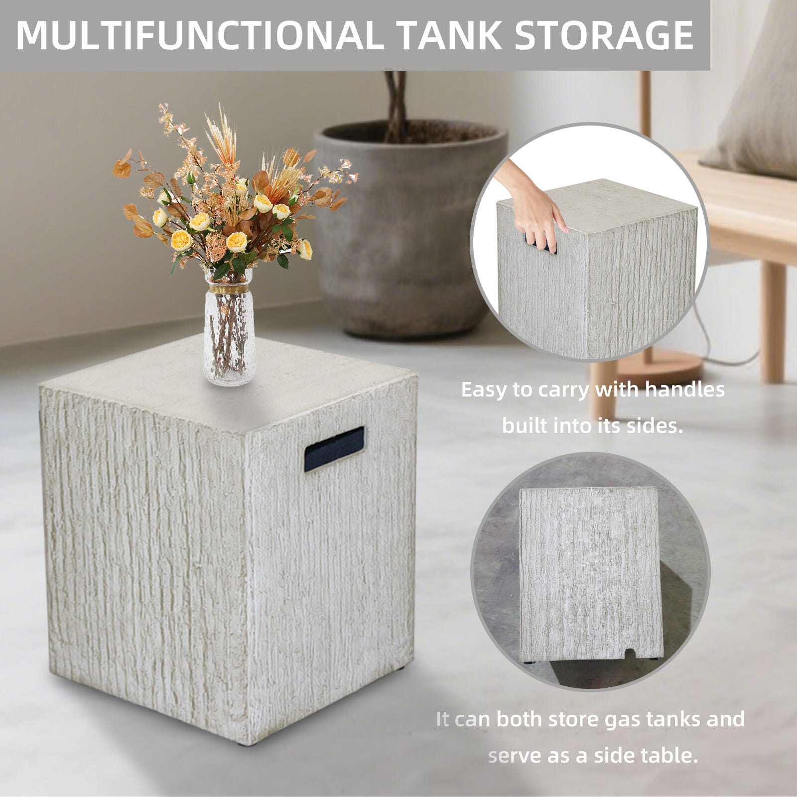 Afterglow Outdoor Square Side Table, Gray, large