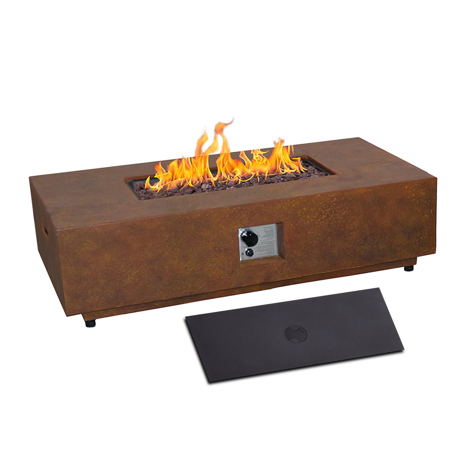 Afterglow Outdoor Rectangular Firepit, , large