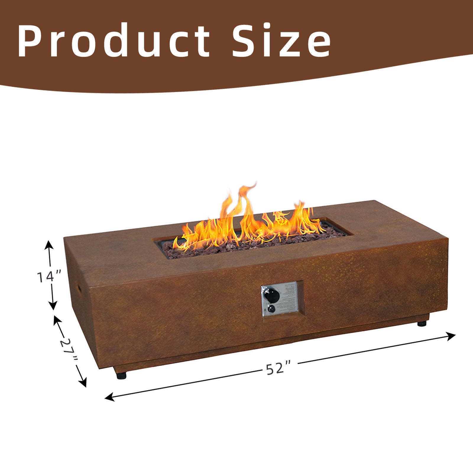Afterglow Outdoor Rectangular Firepit, , large
