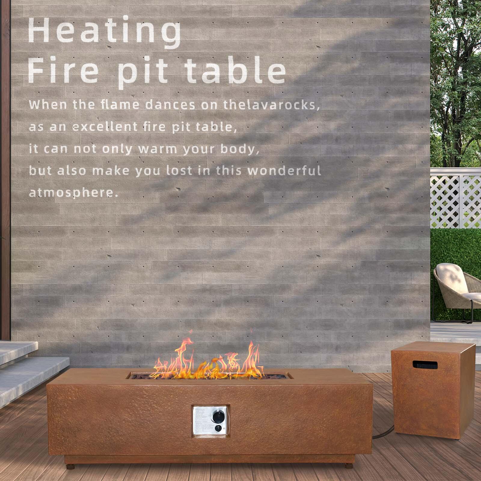Afterglow Outdoor Rectangular Firepit, , large