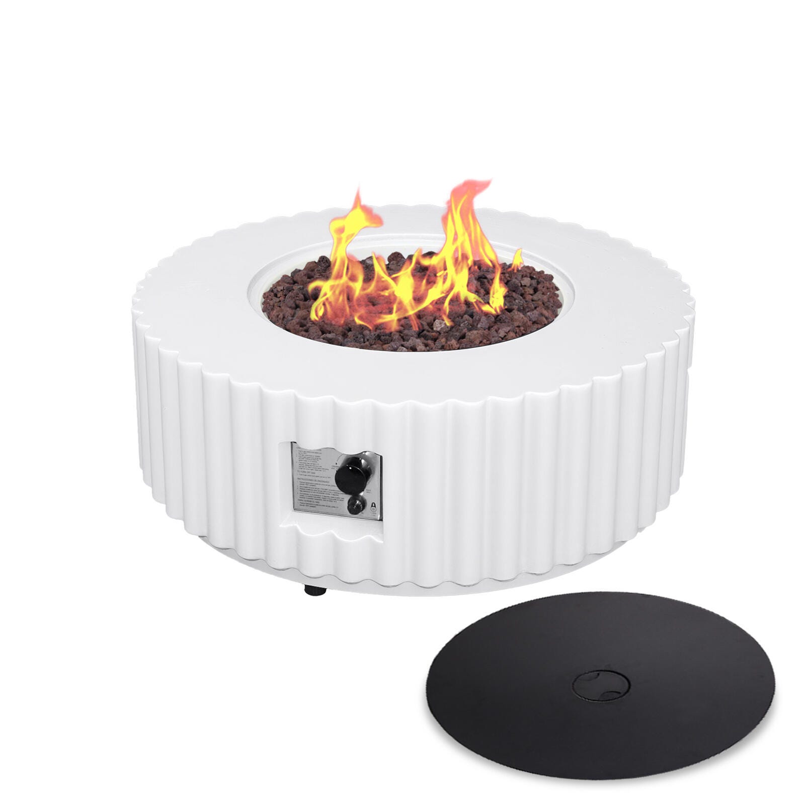 Afterglow Outdoor Round Firepit, White, large