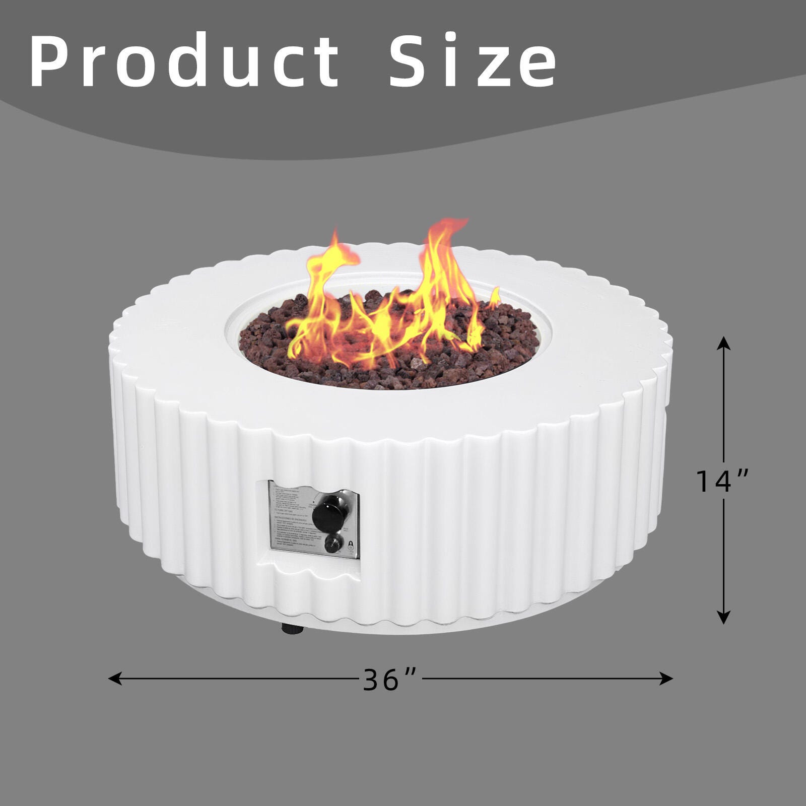 Afterglow Outdoor Round Firepit, White, large