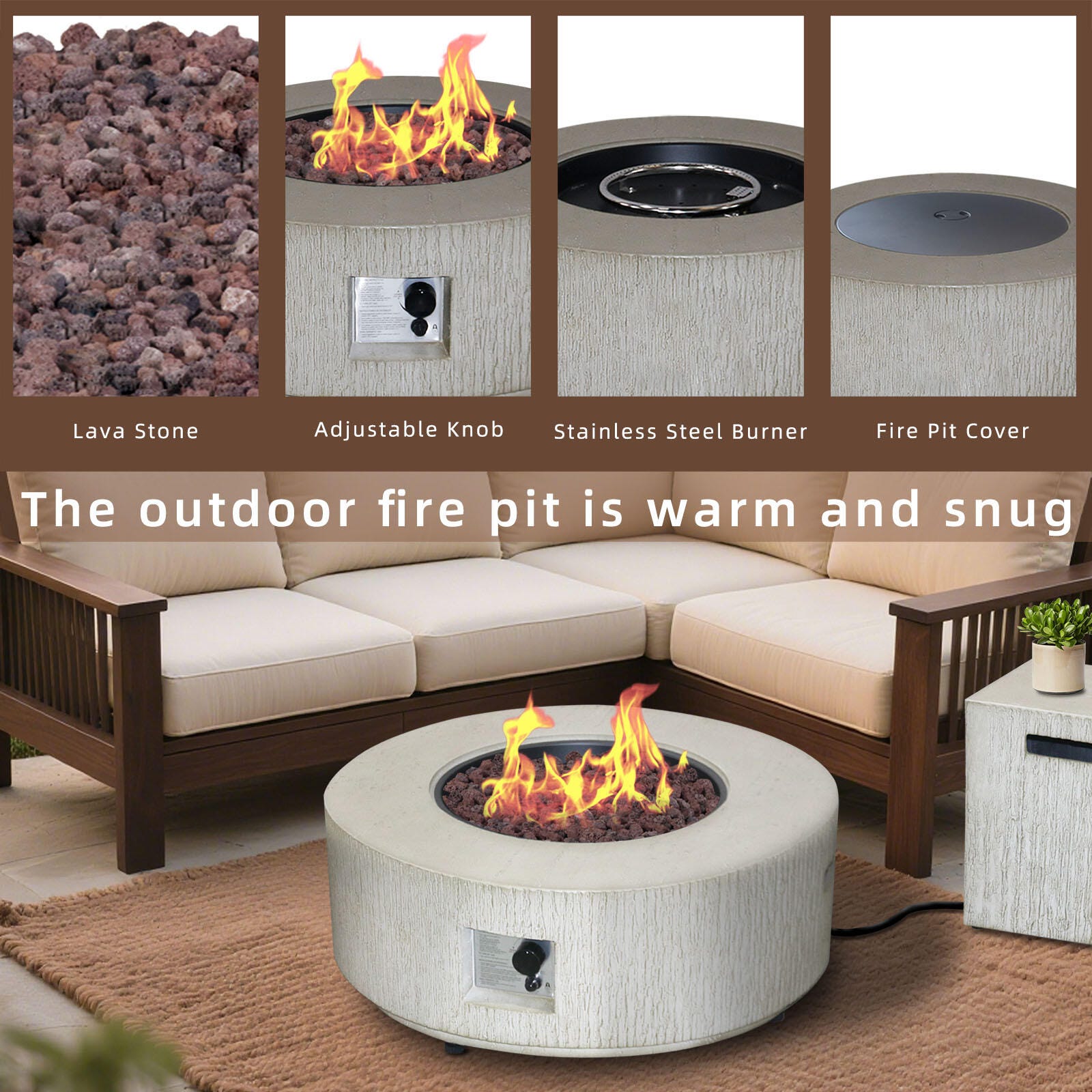 Afterglow Outdoor Solid Firepit, , large