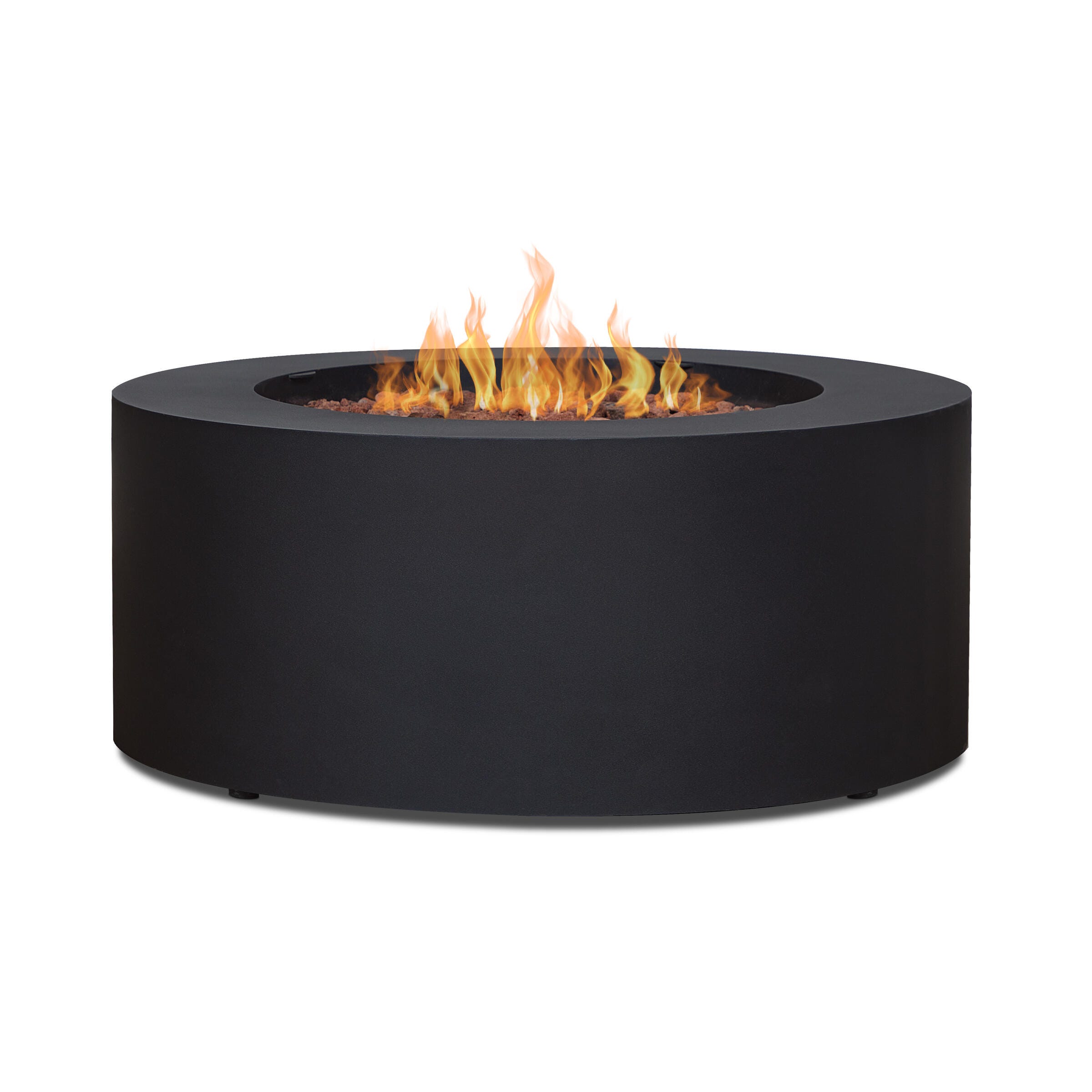 Real Flame Aegean Outdoor Round Fire Pit Table, Black, large