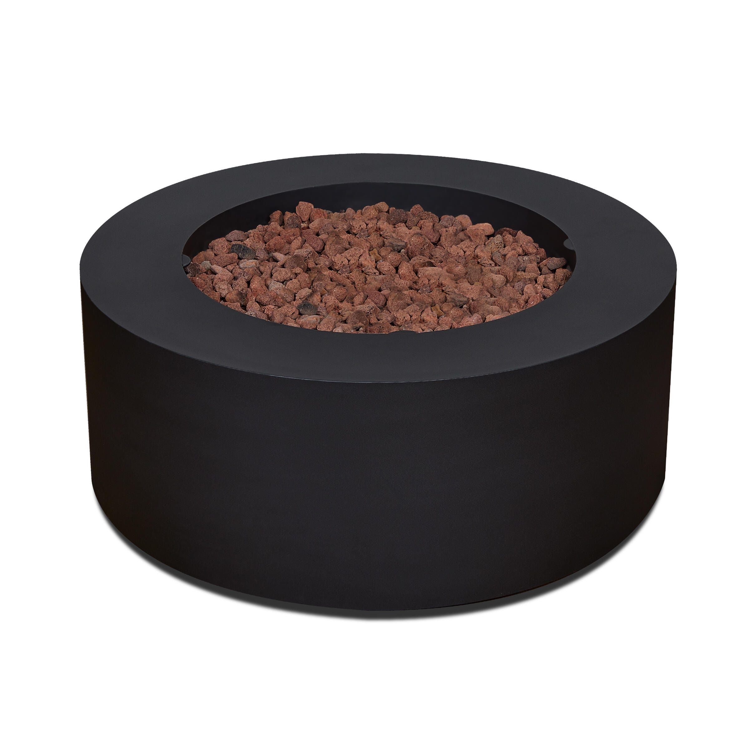 Real Flame Aegean Outdoor Round Fire Pit Table, Black, large