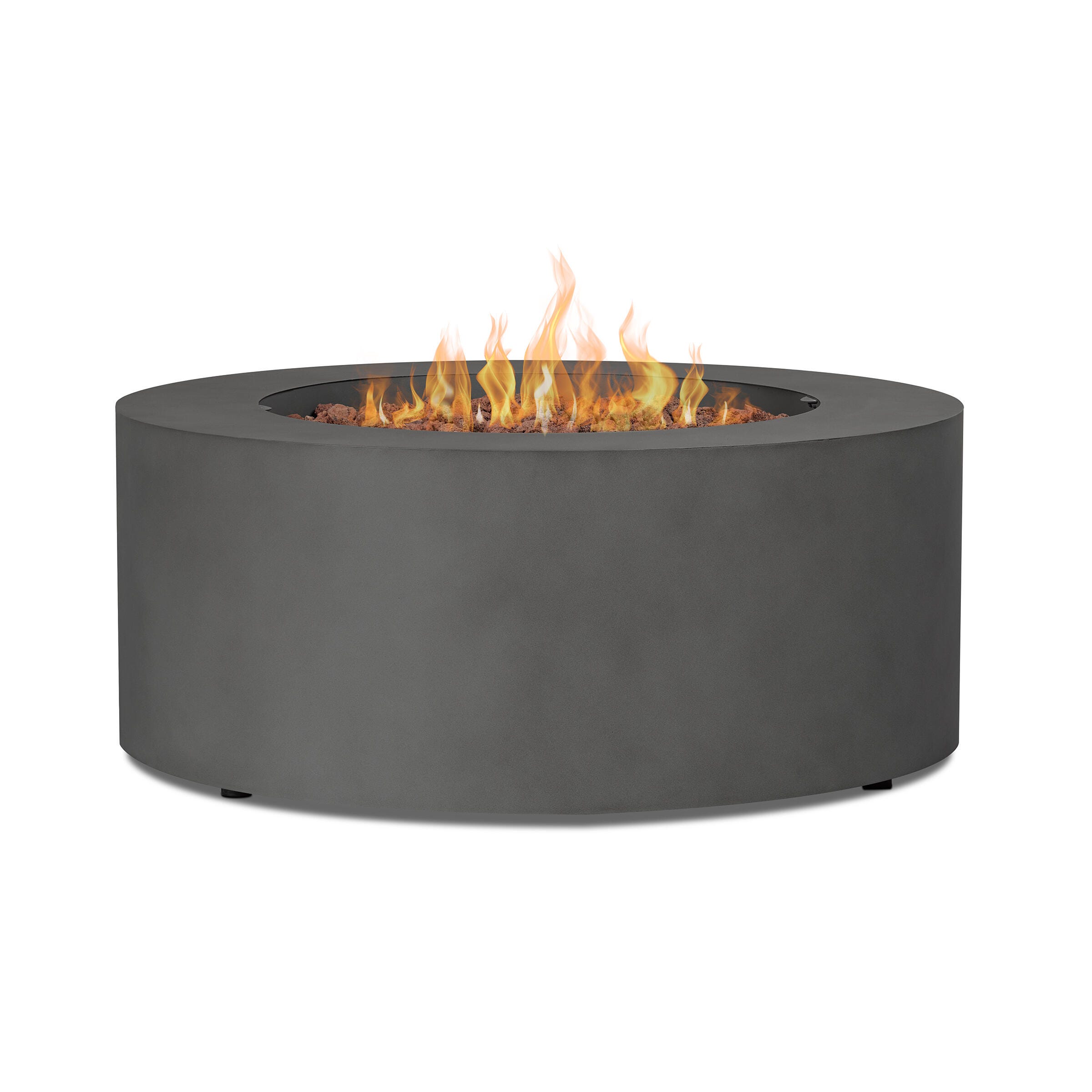Real Flame Aegean Outdoor Round Fire Pit Table, Weathered Slate, large