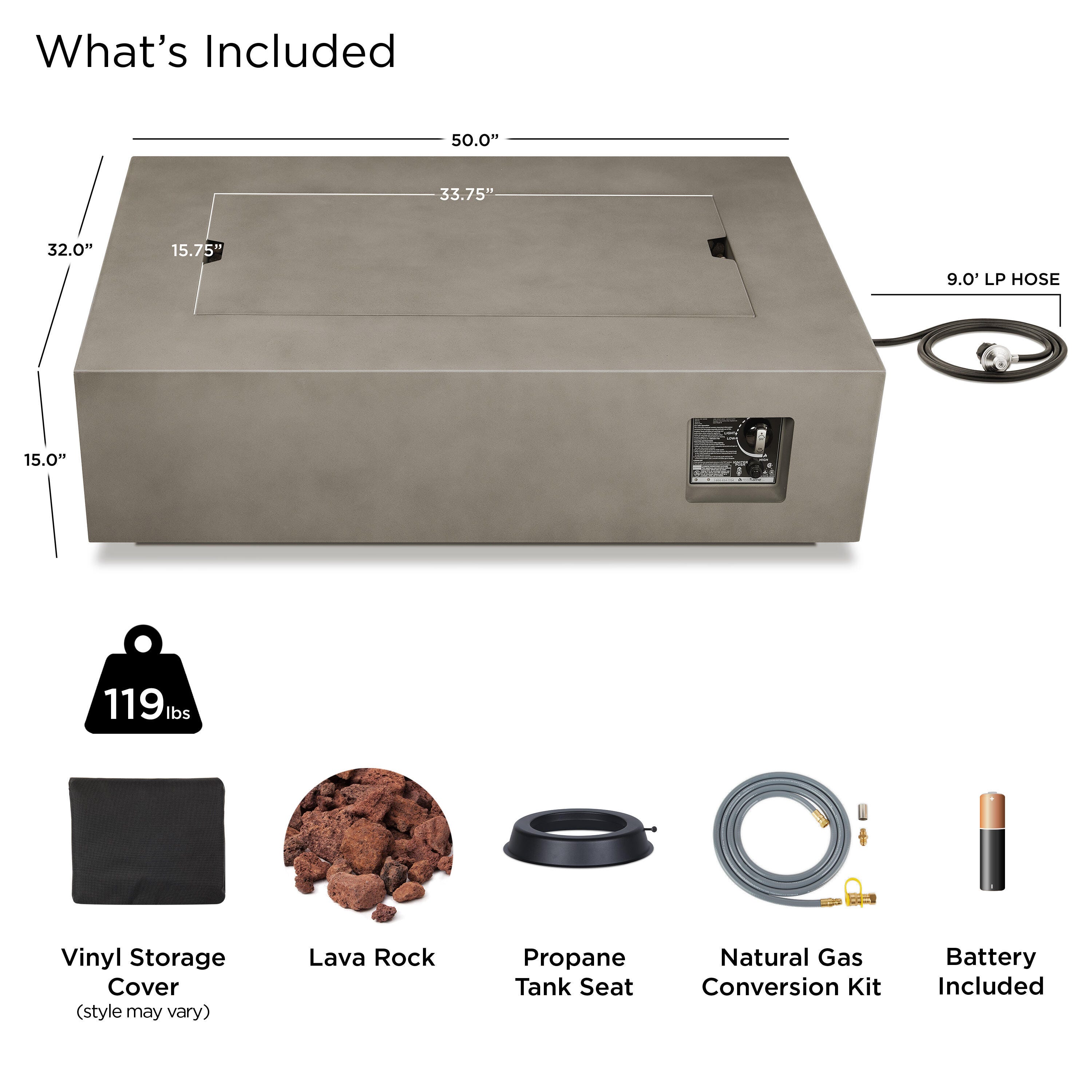 Real Flame Aegean Outdoor Fire Pit Table, Mist Gray, large