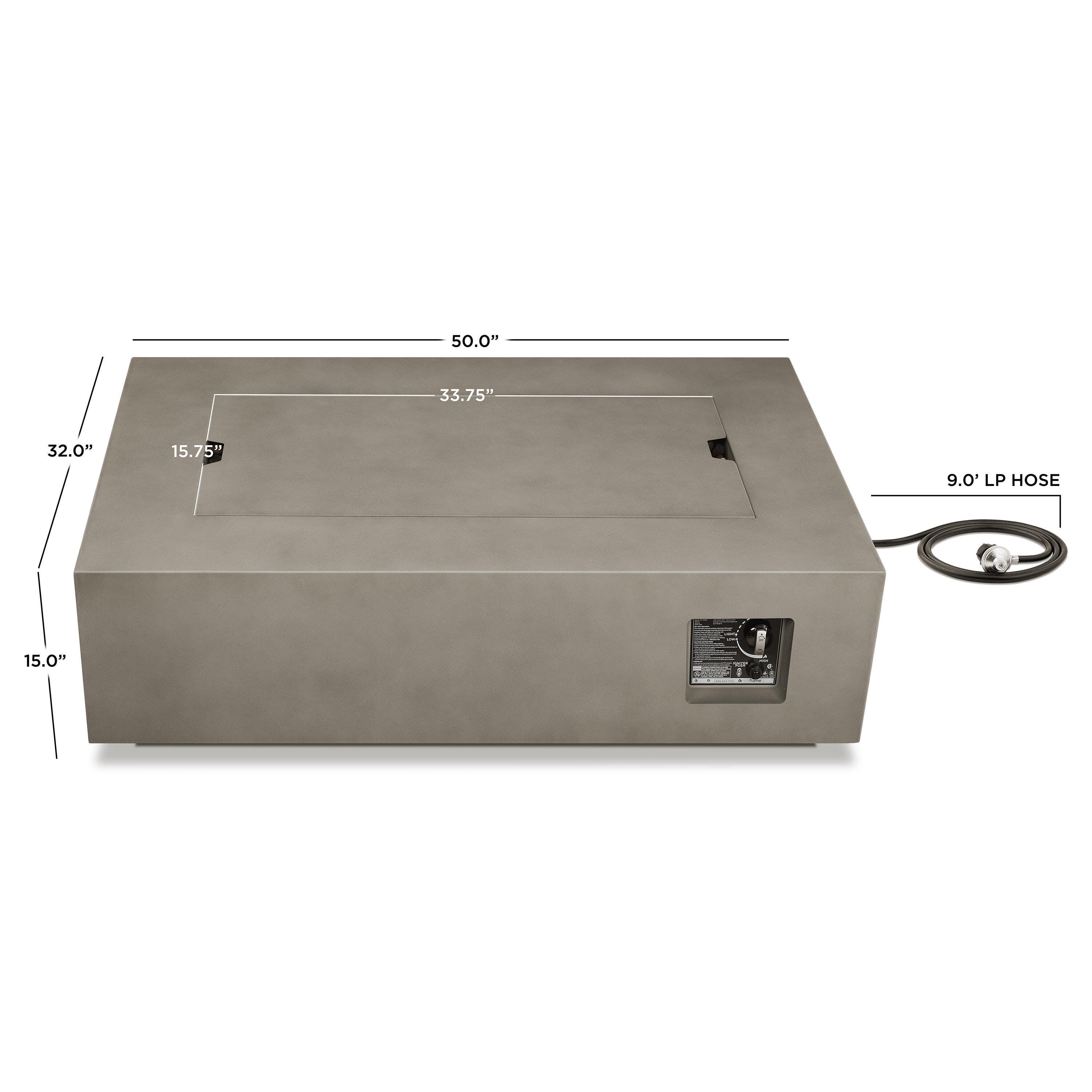 Real Flame Aegean Outdoor Fire Pit Table, Mist Gray, large