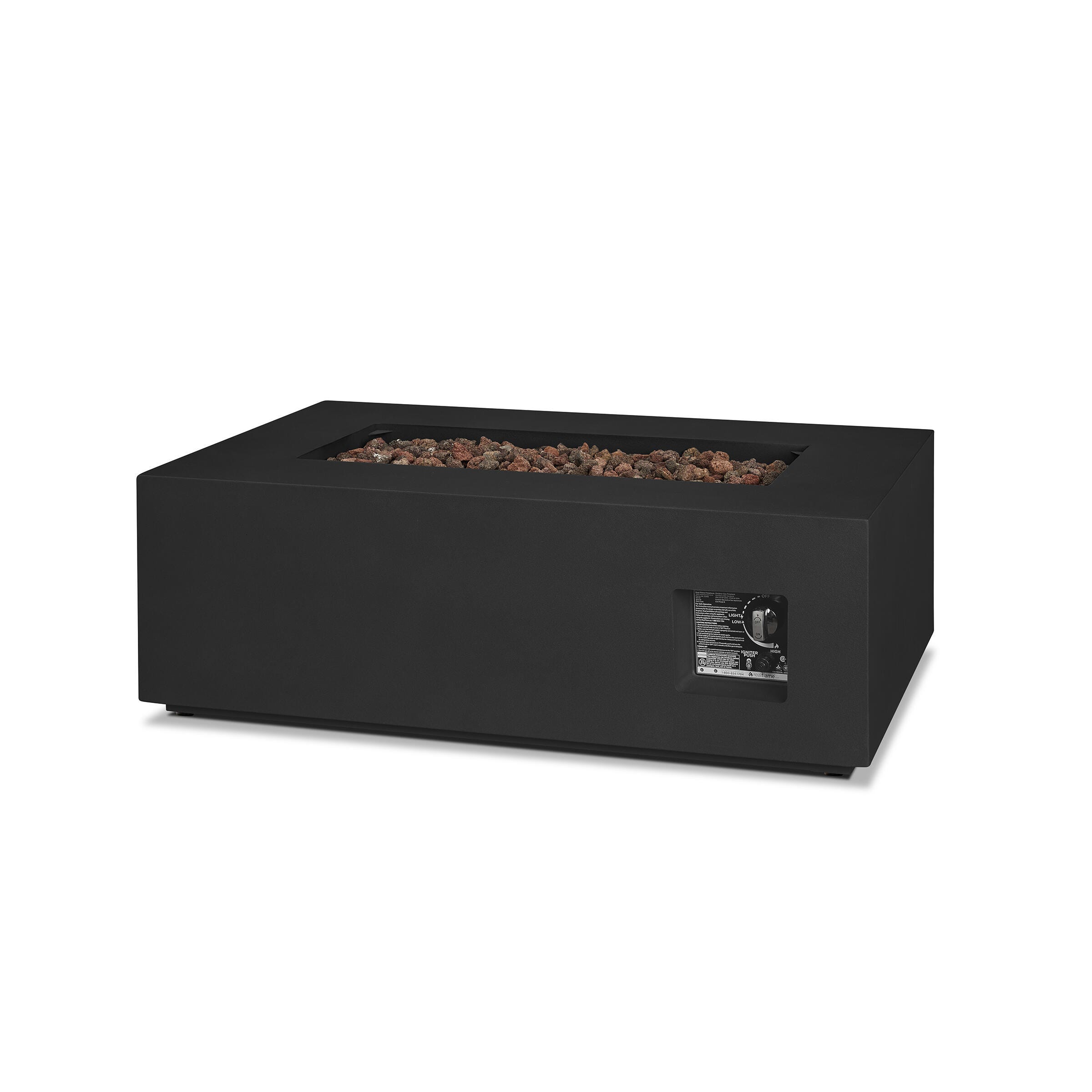 Real Flame Aegean Outdoor Rectangle Fire Pit Table, Black, large