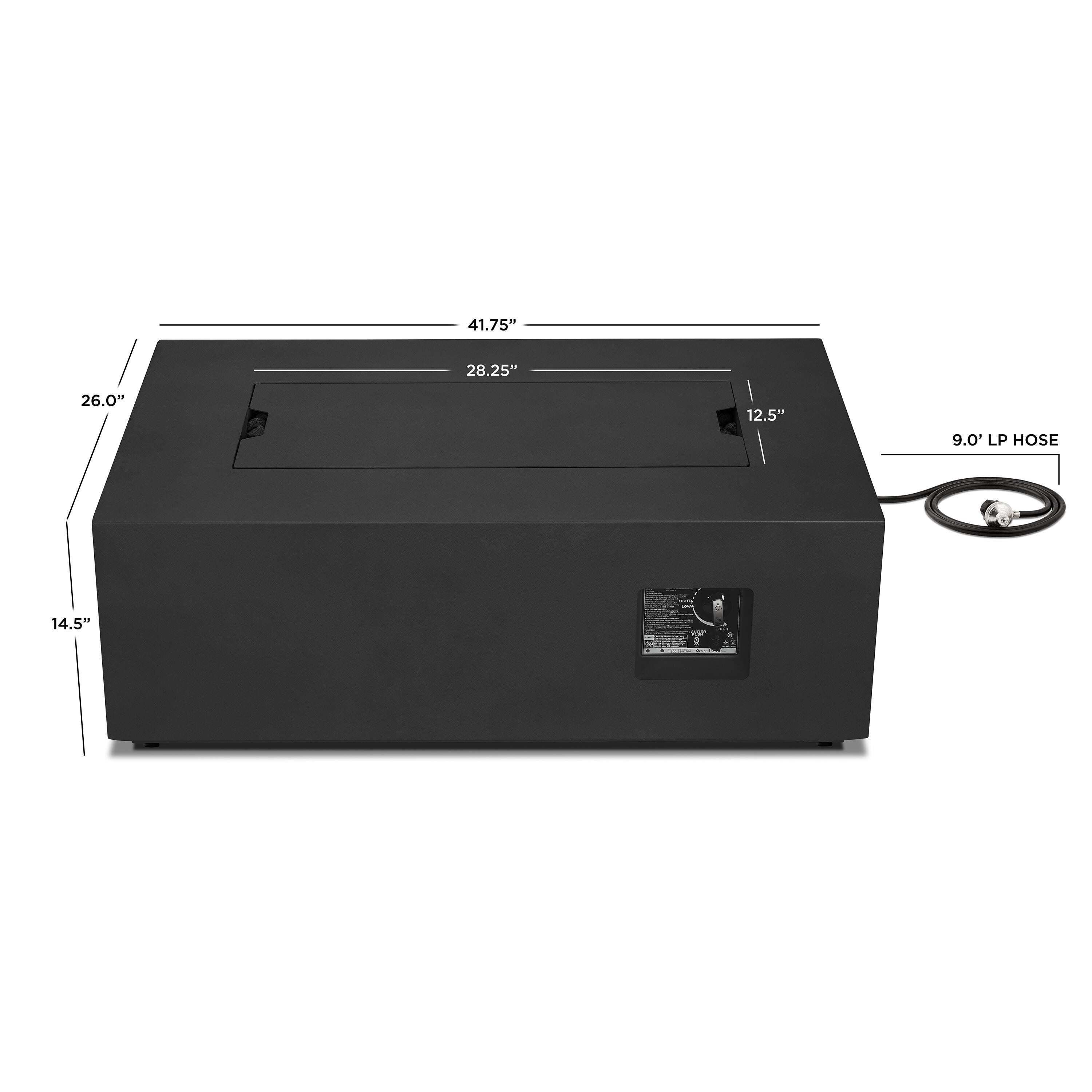 Real Flame Aegean Outdoor Rectangle Fire Pit Table, Black, large