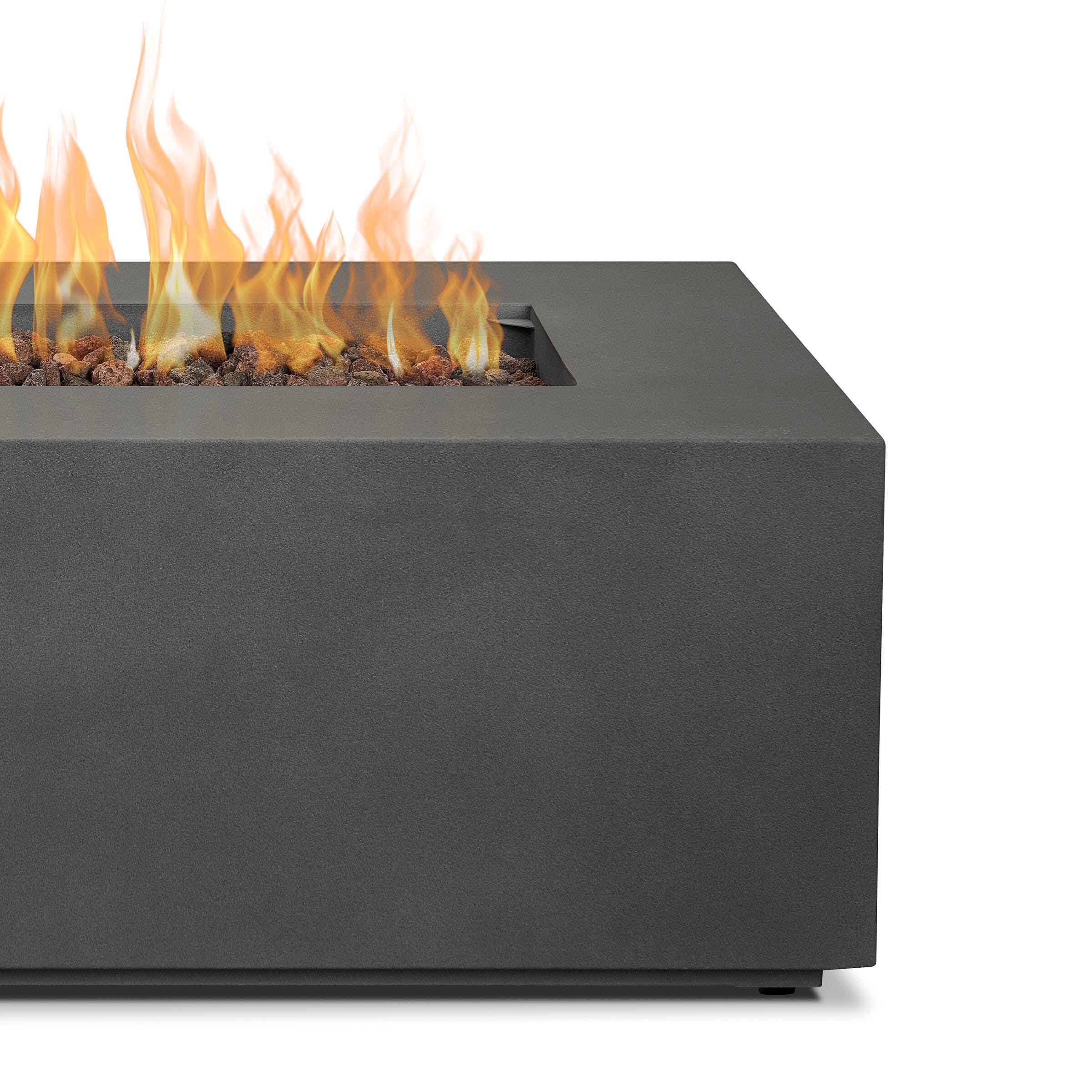 Real Flame Aegean Outdoor Rectangle Fire Pit Table, Weathered Slate, large