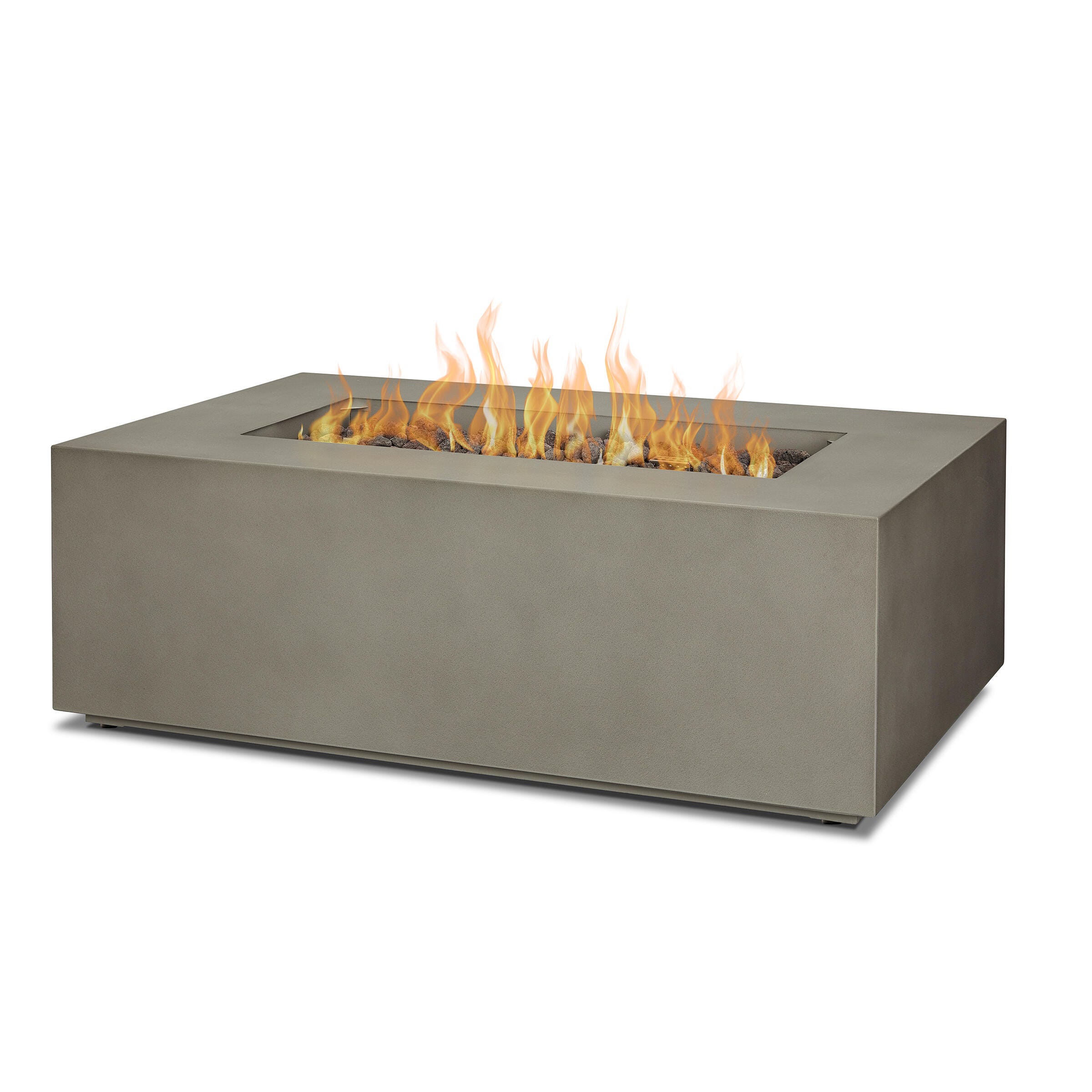 Real Flame Aegean Outdoor Rectangle Fire Pit Table, Mist Gray, large
