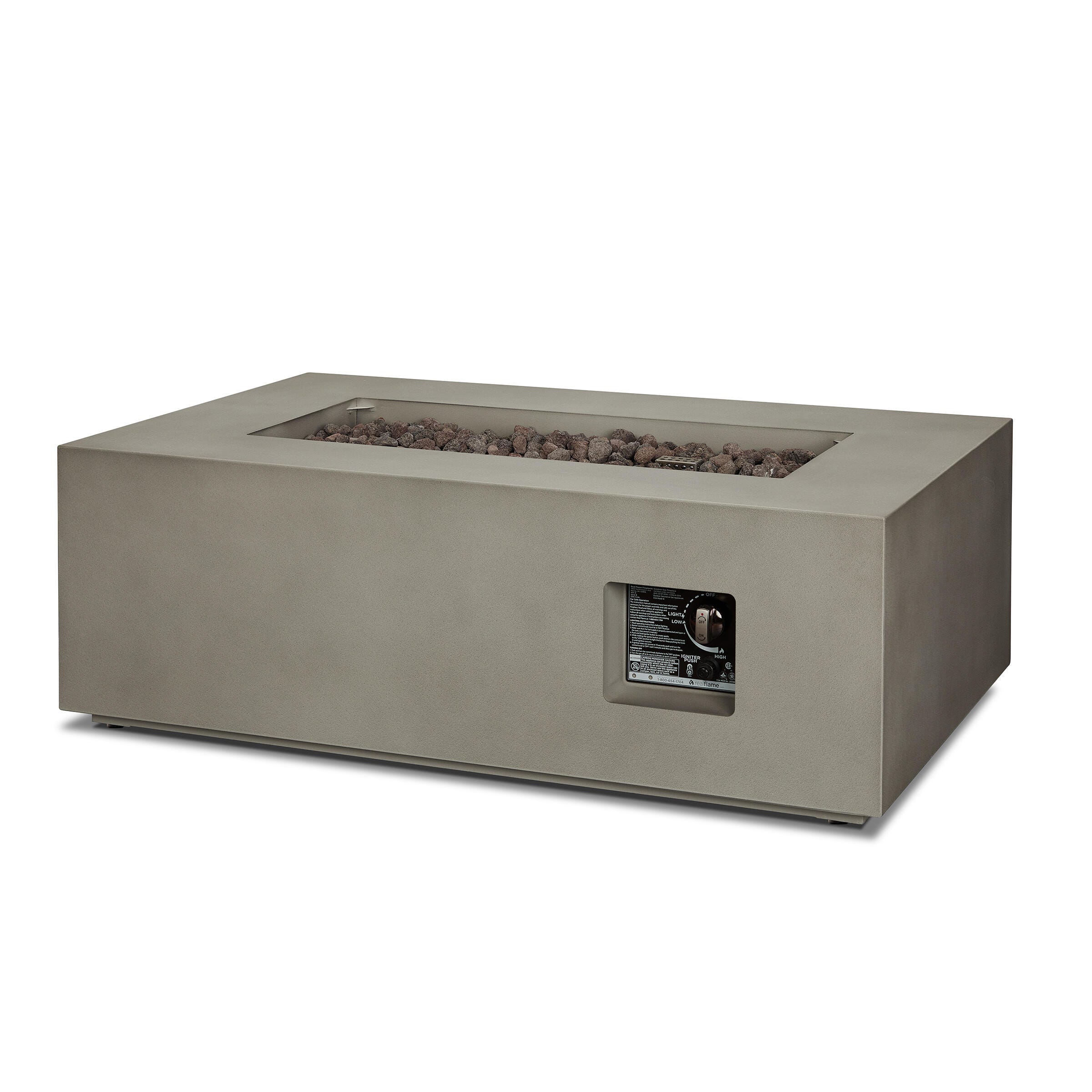 Real Flame Aegean Outdoor Rectangle Fire Pit Table, Mist Gray, large
