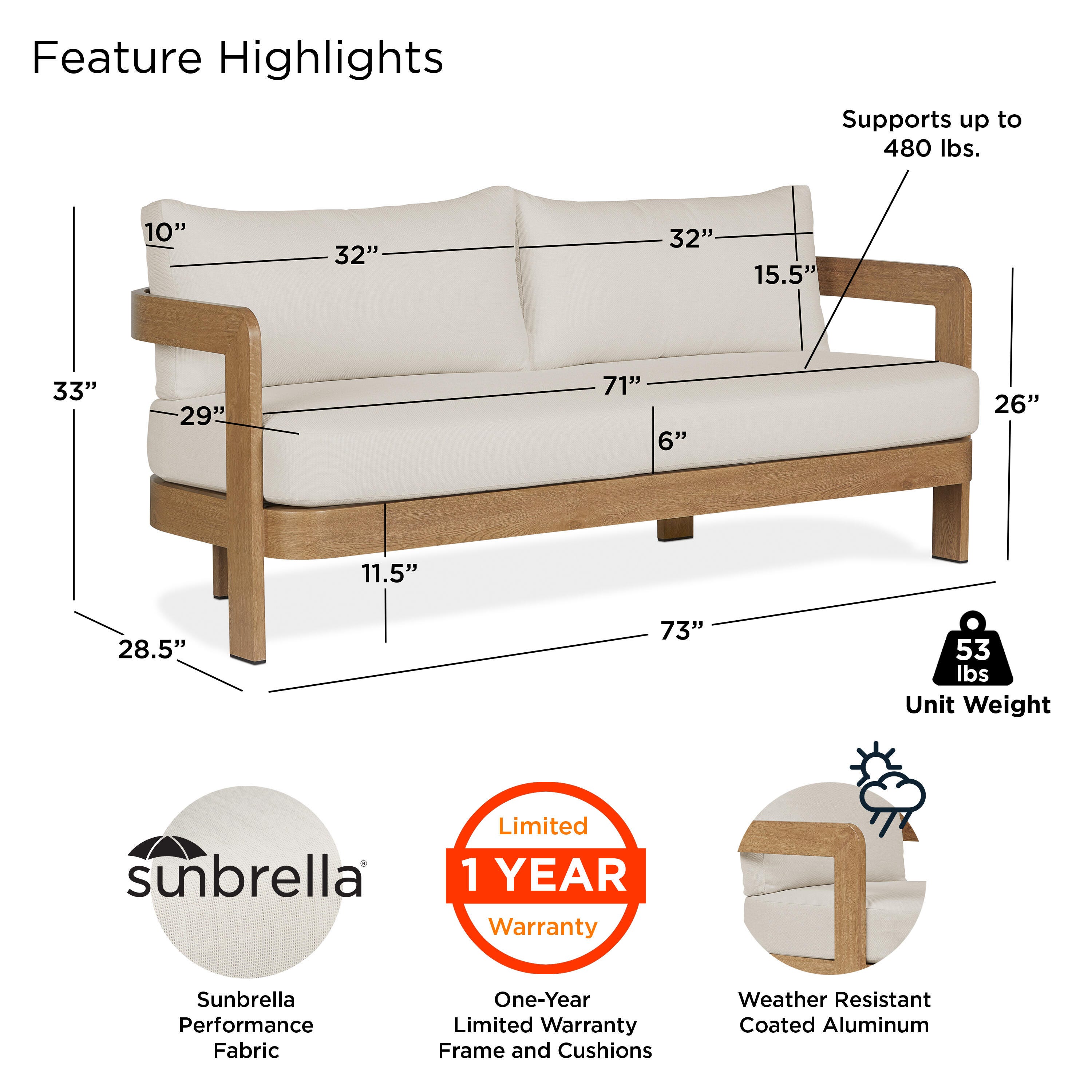 アーリアスリム2セット Real Flame Arlo Outdoor Sofa | Ashley