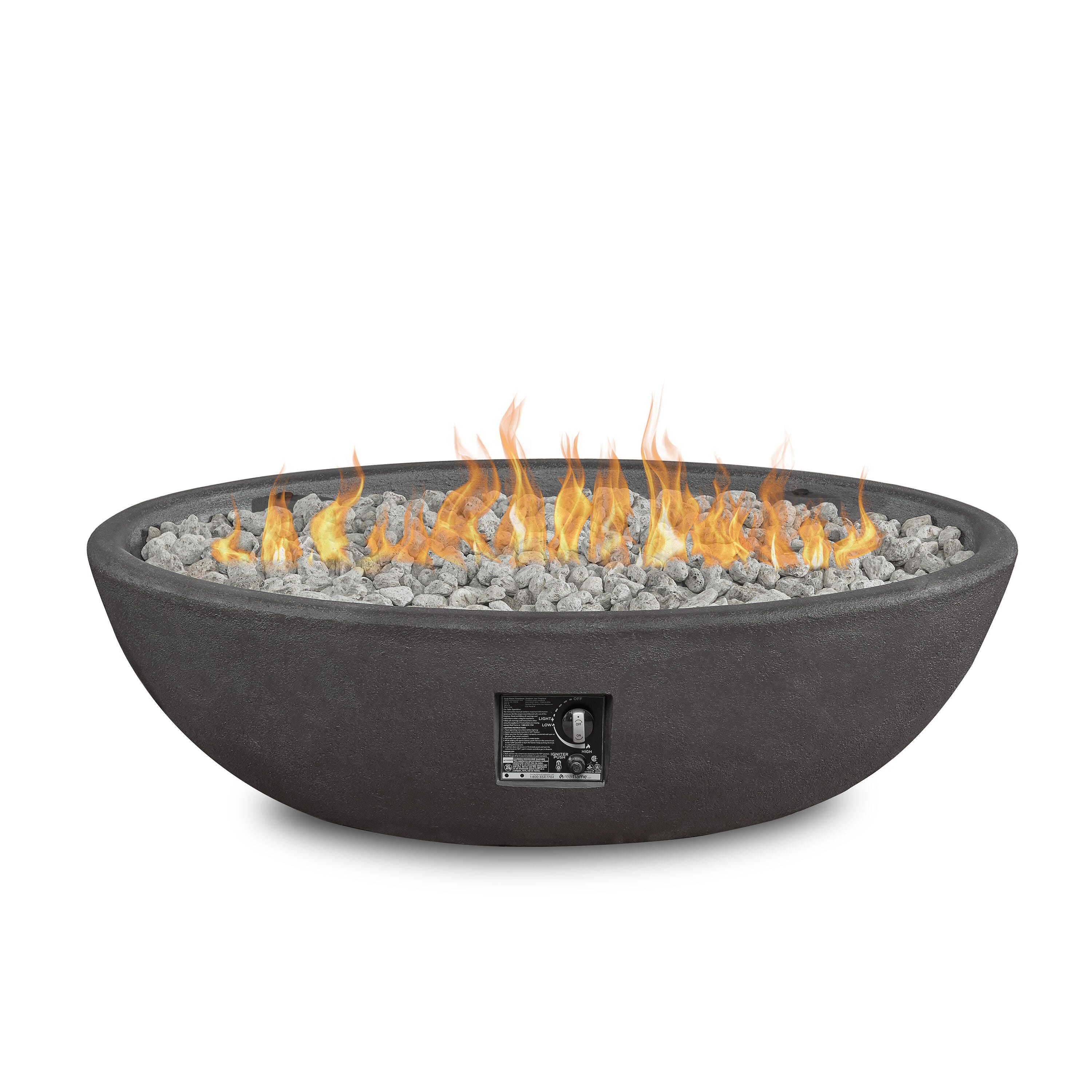 Real Flame Riverside Outdoor Oval Fire Pit Bowl, Shale, large