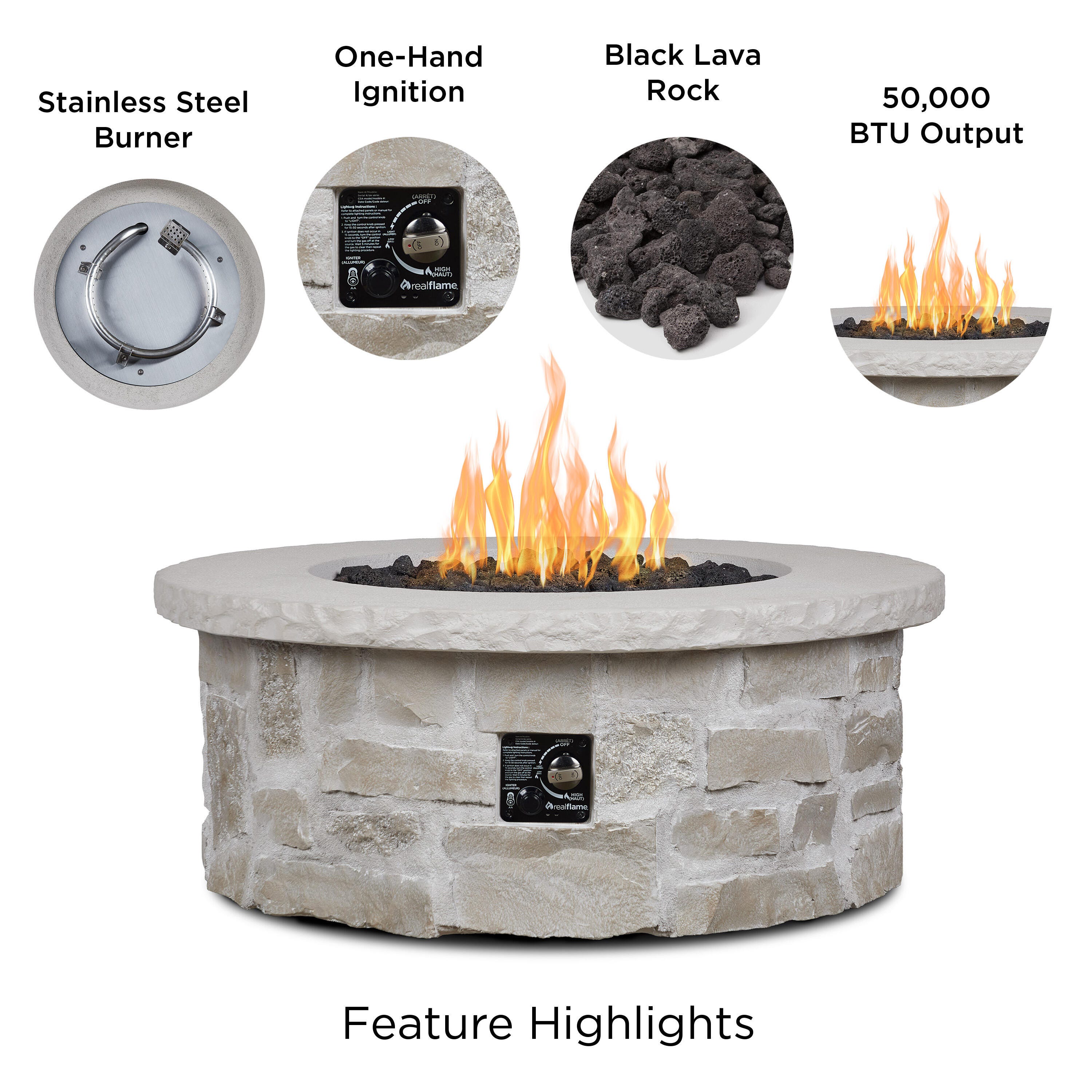 Real Flame Scottsdale Outdoor Fire Pit Table, , large
