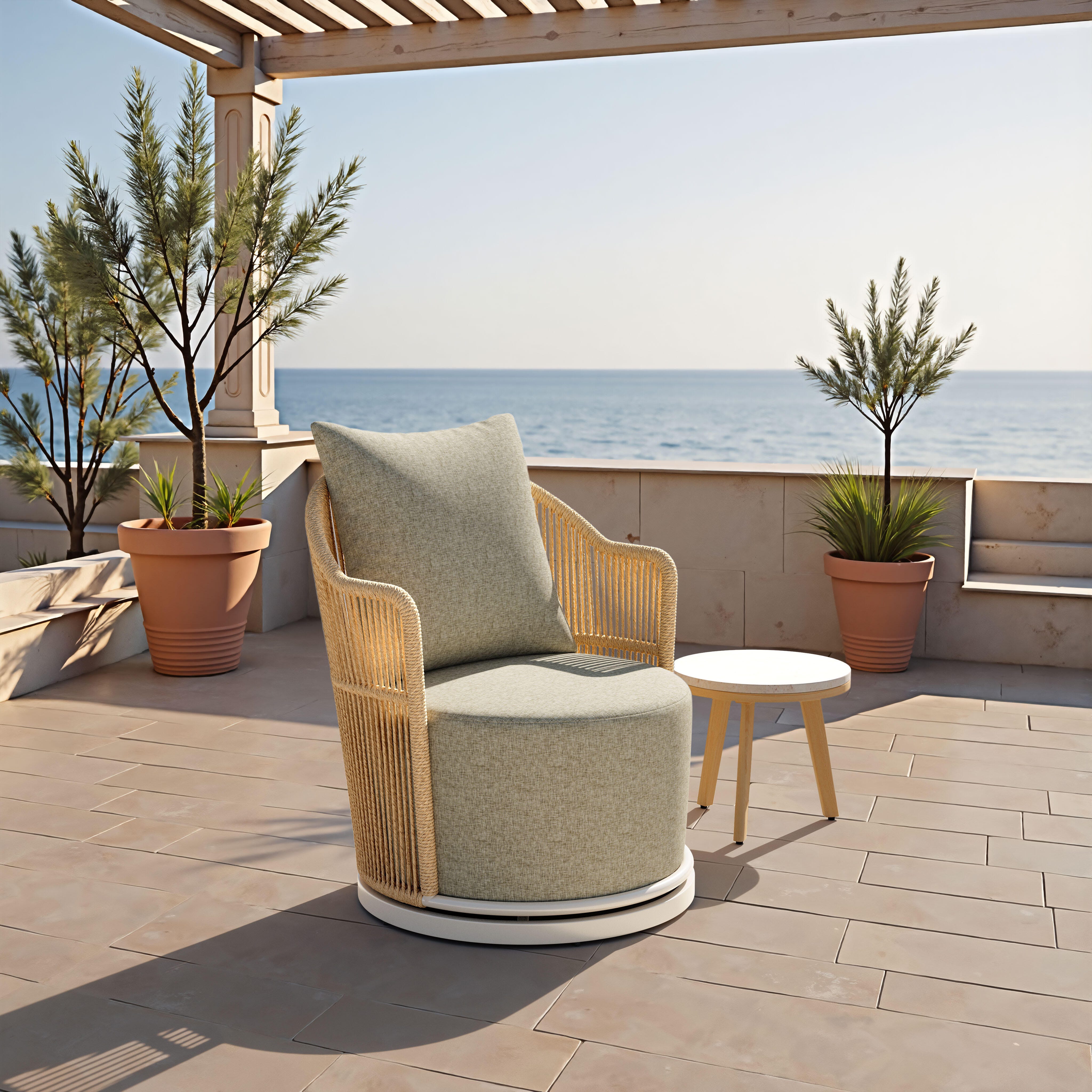 ZUO Lanai Outdoor Swivel Chair, , rollover