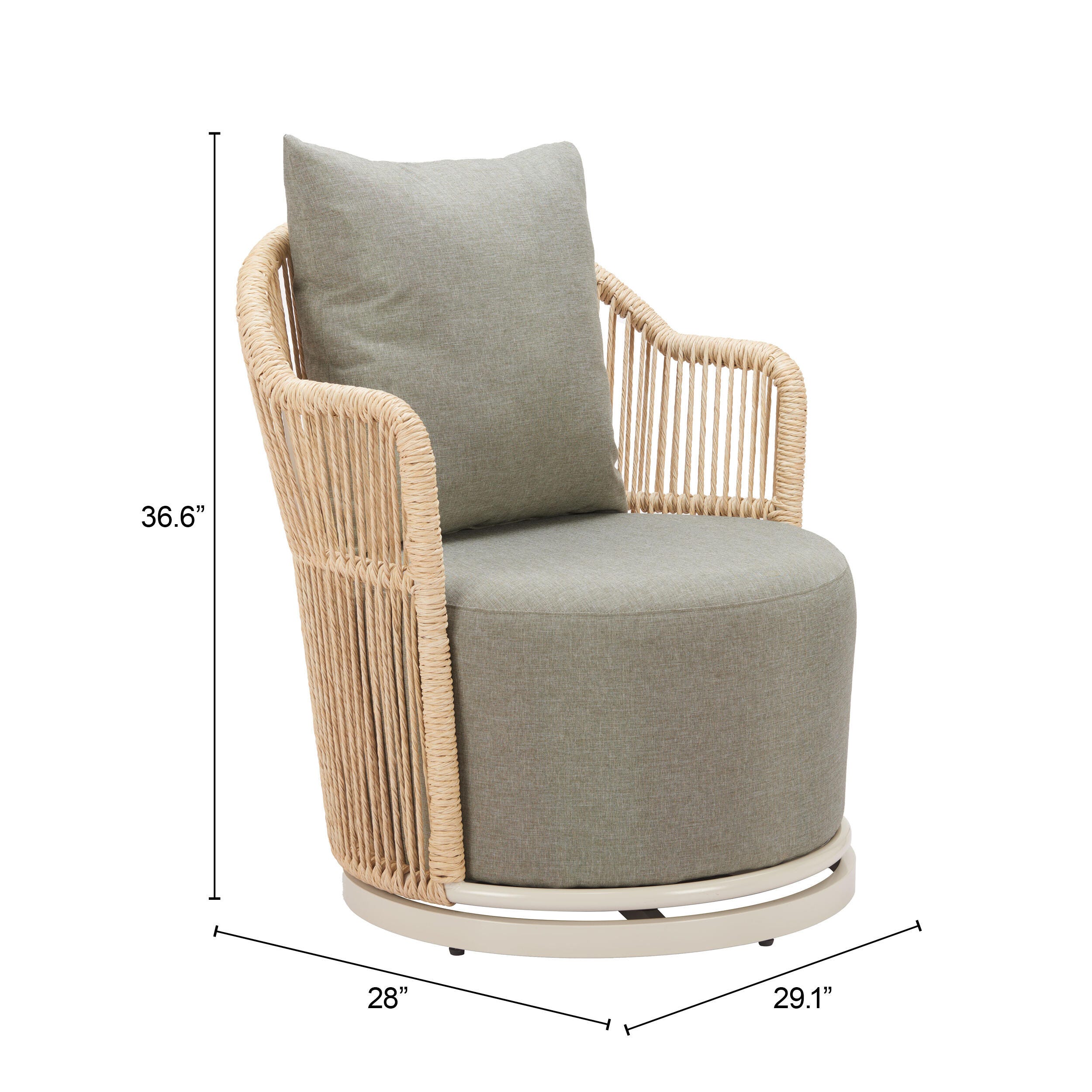ZUO Lanai Outdoor Swivel Chair, , large