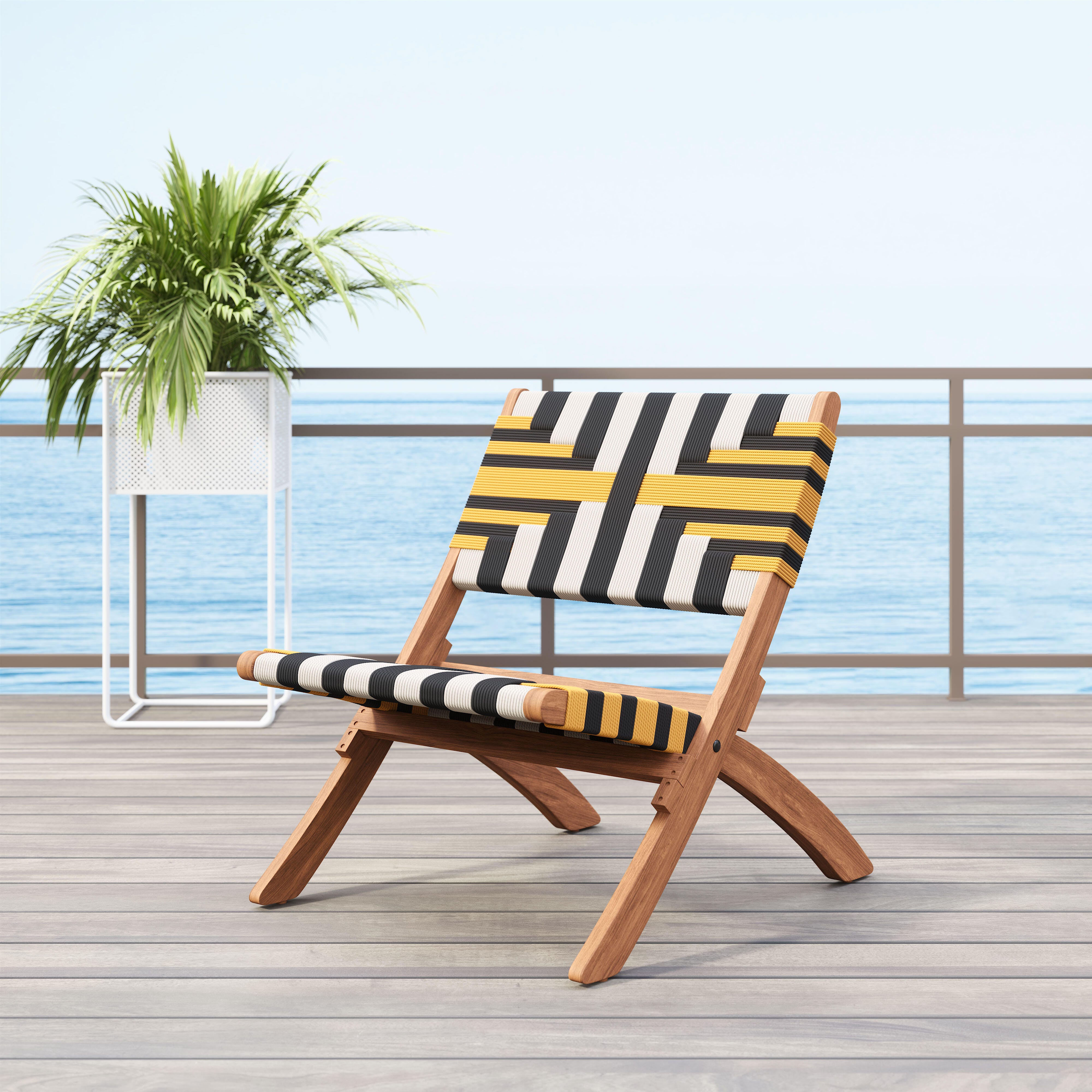 ZUO Sunbeam Outdoor Lounge Chair, Yellow/Black, rollover