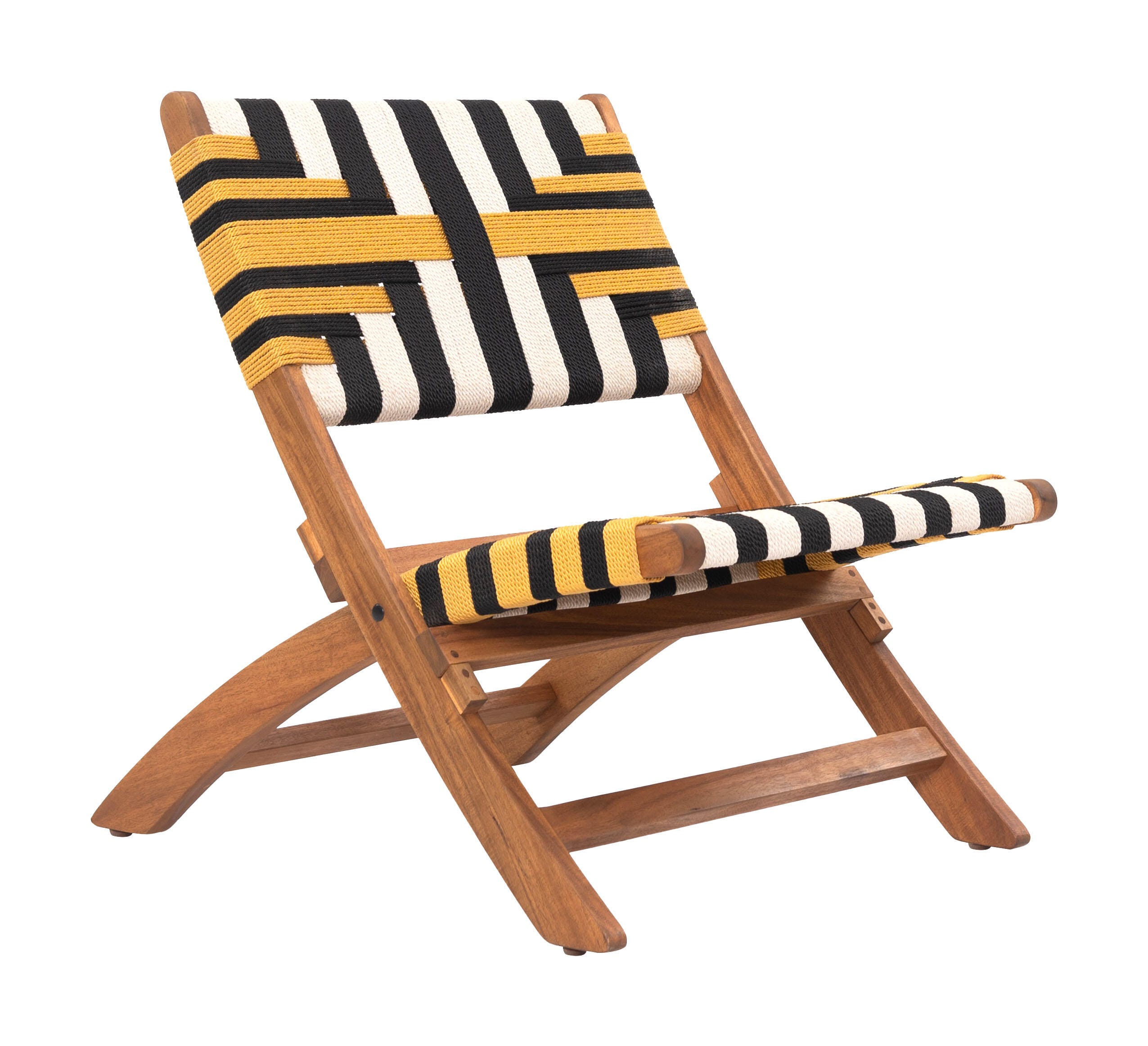 ZUO Sunbeam Outdoor Lounge Chair, Yellow/Black, large