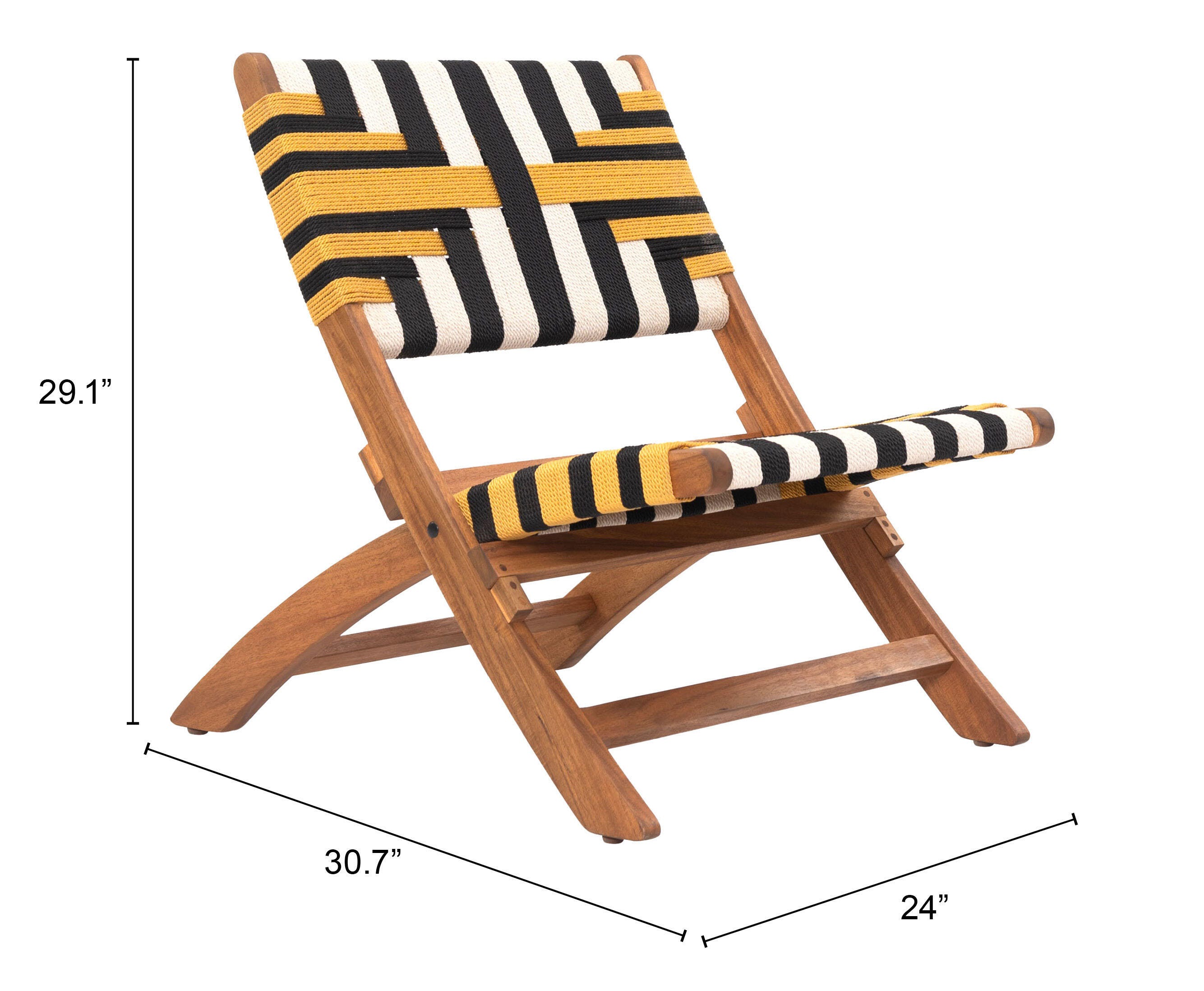 ZUO Sunbeam Outdoor Lounge Chair, Yellow/Black, large