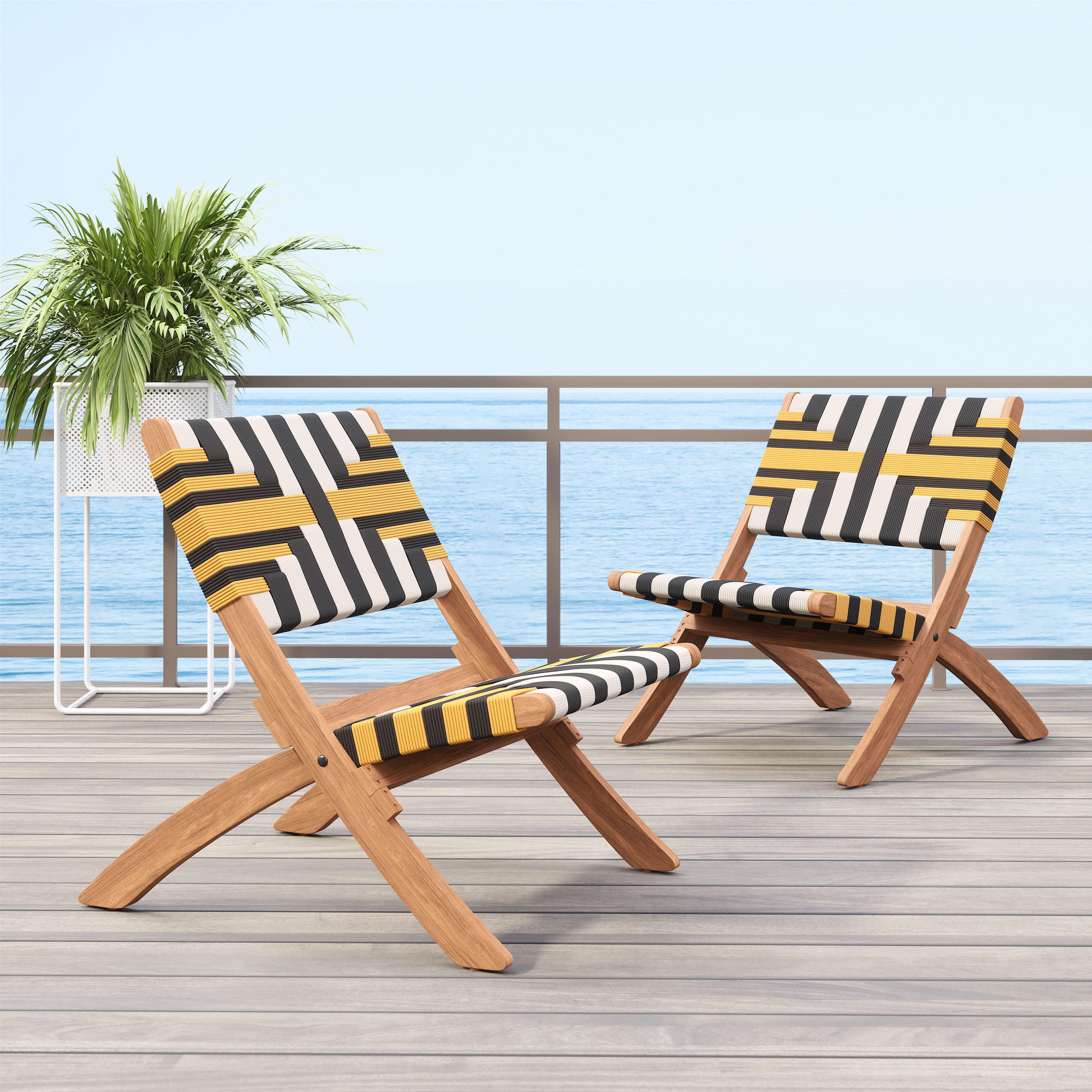 ZUO Sunbeam Outdoor Lounge Chair, Yellow/Black, large