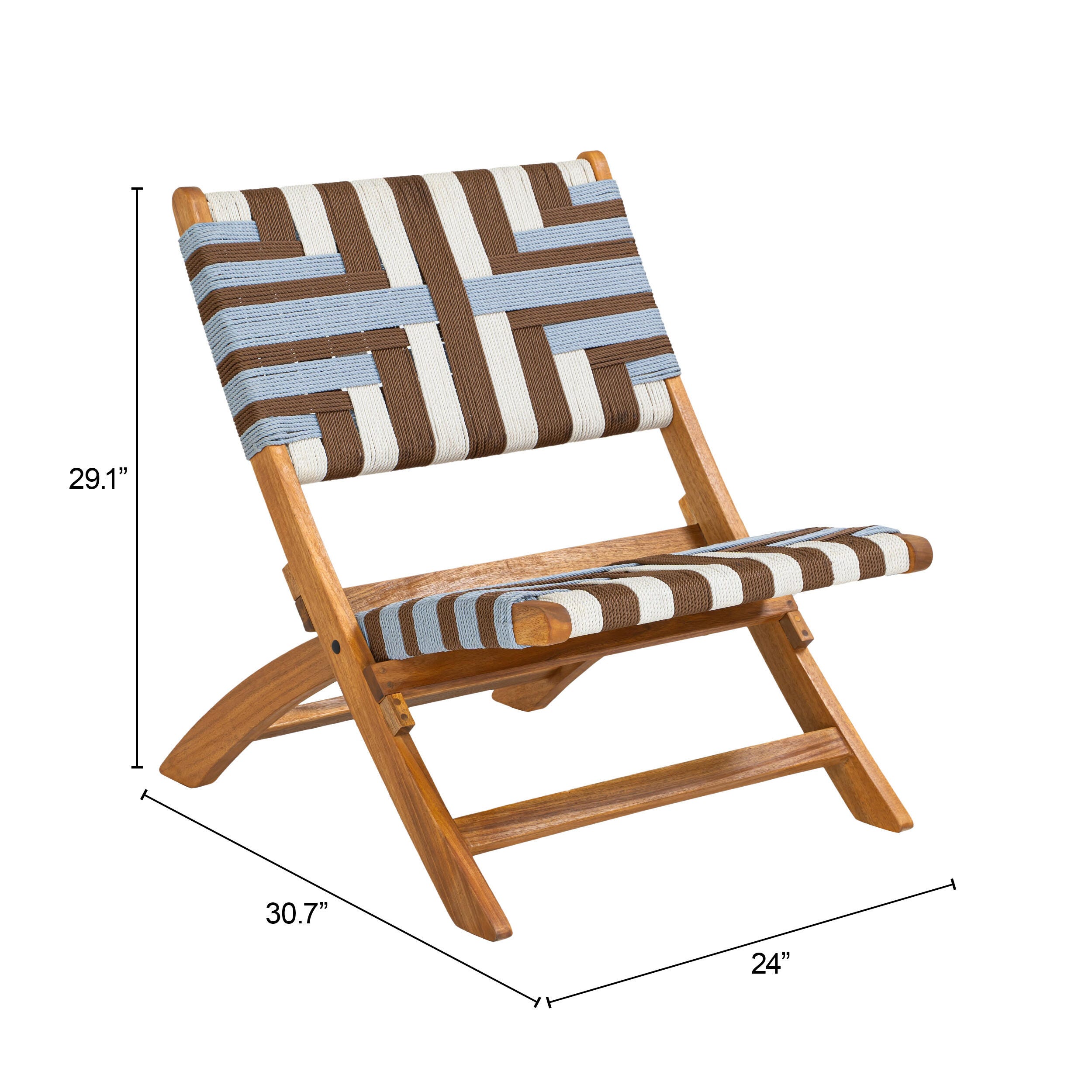 ZUO Sunbeam Outdoor Lounge Chair, Blue/Brown, large