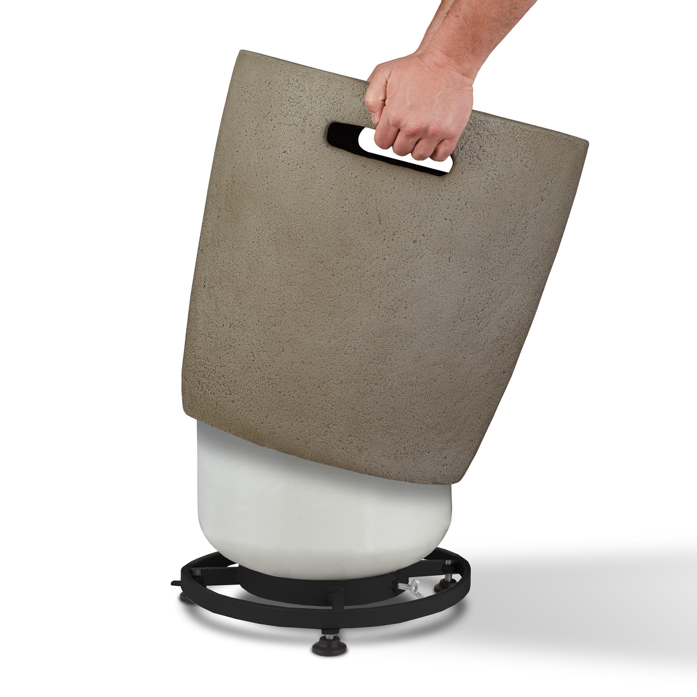 Real Flame Outdoor Round 20 lb Propane Tank Cover, Glacier Gray, large