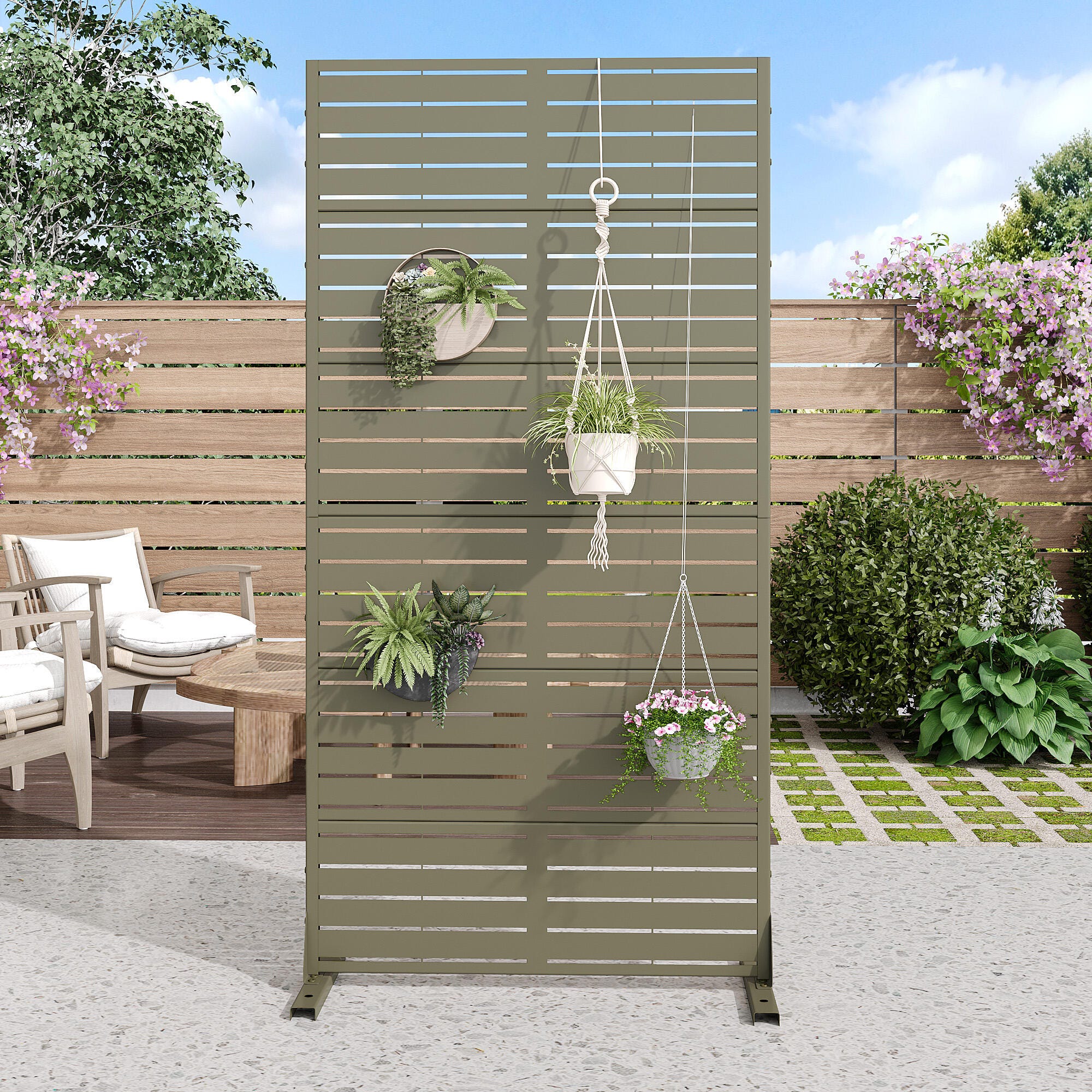 Dovelina TranquilBreeze 72" Outdoor Privacy Screen, Green, large