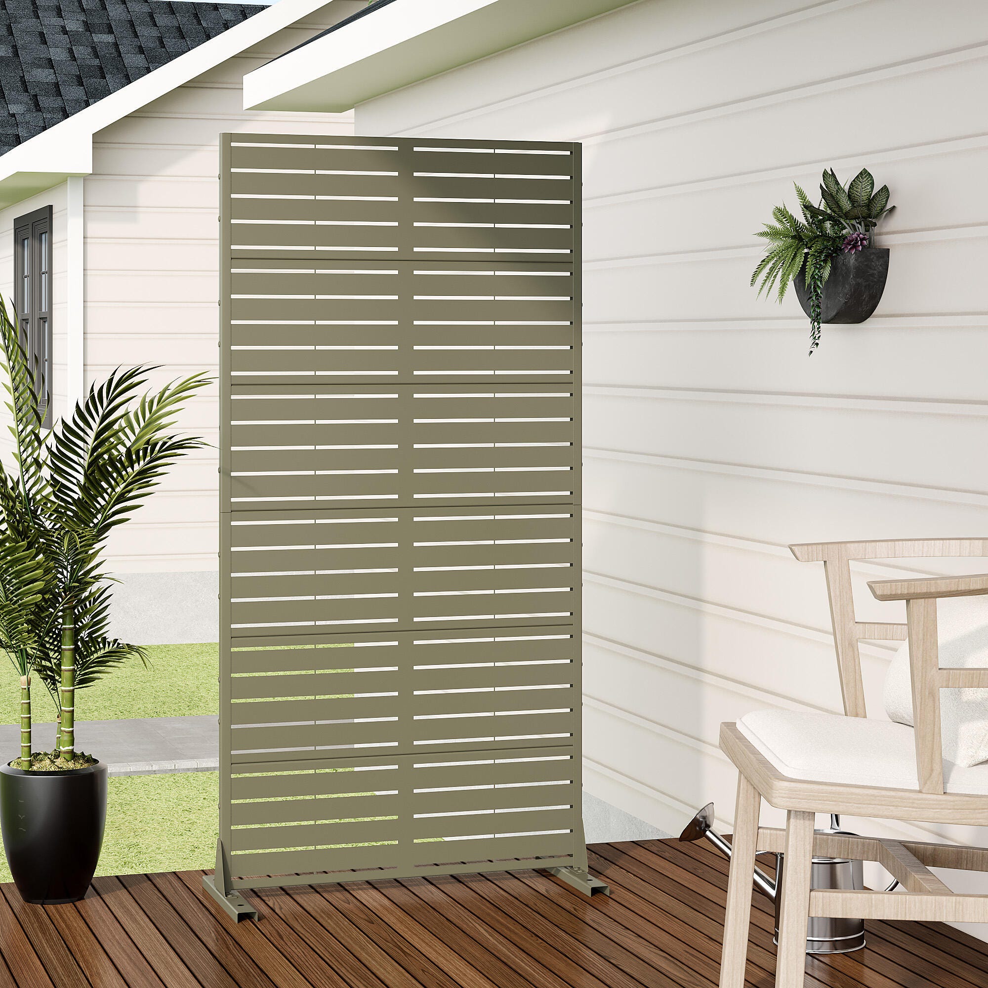 Dovelina TranquilBreeze 72" Outdoor Privacy Screen, Green, large