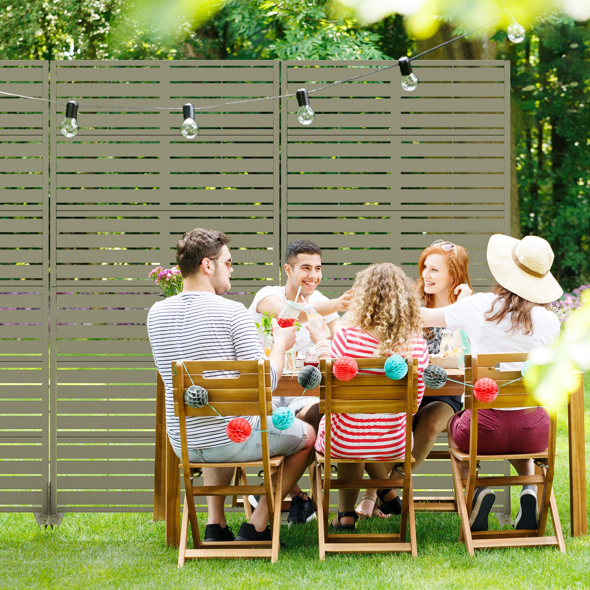 Dovelina TranquilBreeze 72" Outdoor Privacy Screen, Green, large