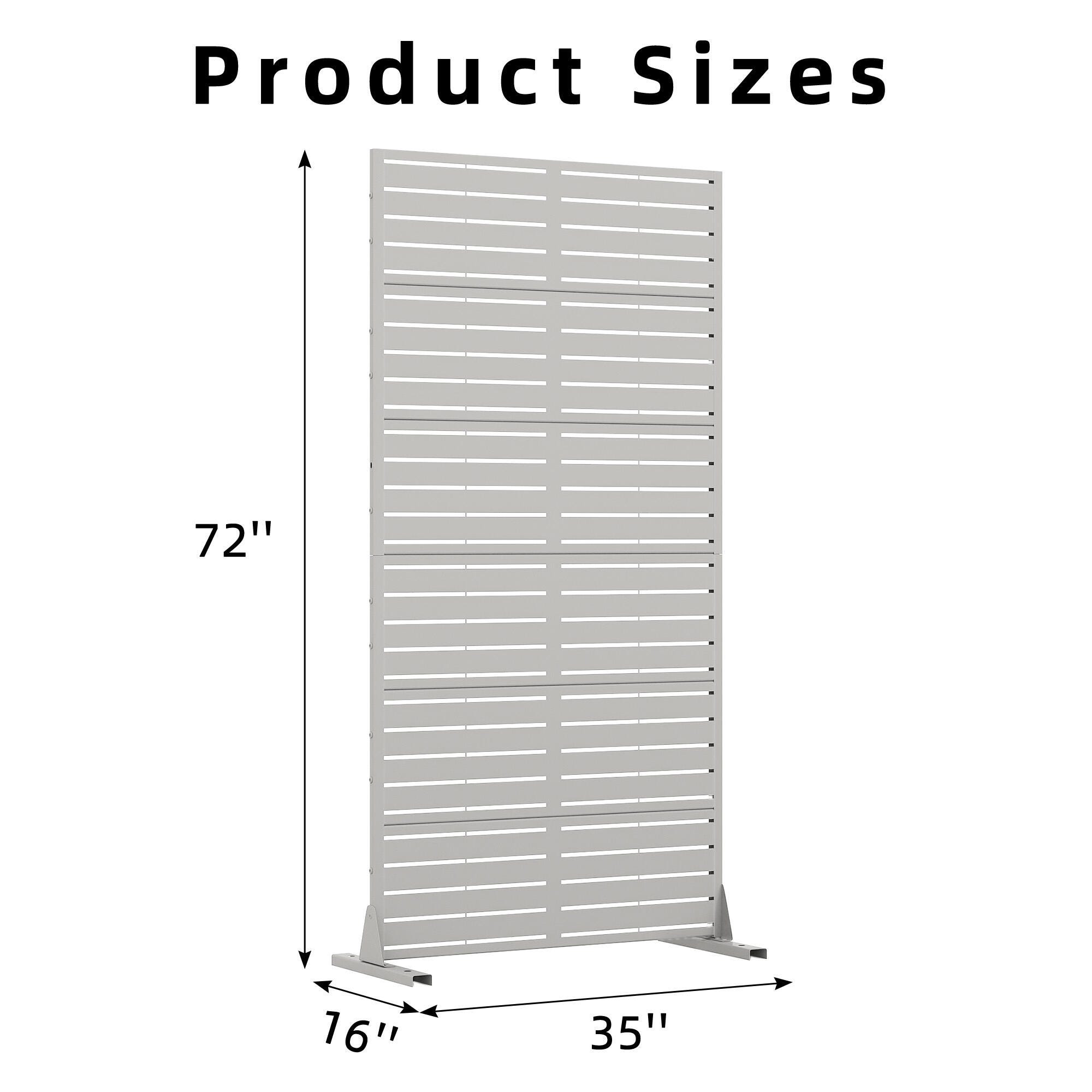 Dovelina TranquilBreeze 72" Outdoor Privacy Screen, Gray, large