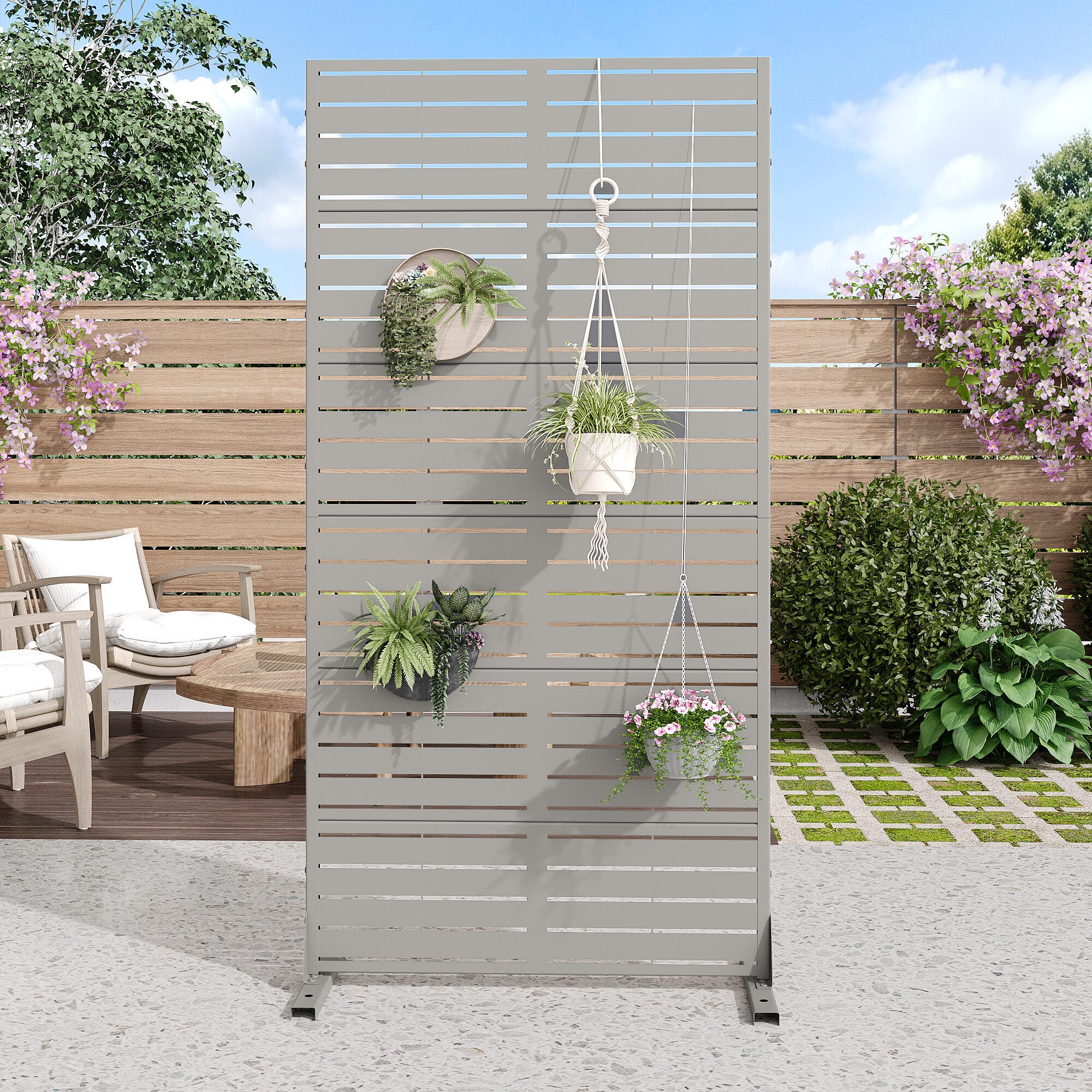 Dovelina TranquilBreeze 72" Outdoor Privacy Screen, Gray, large
