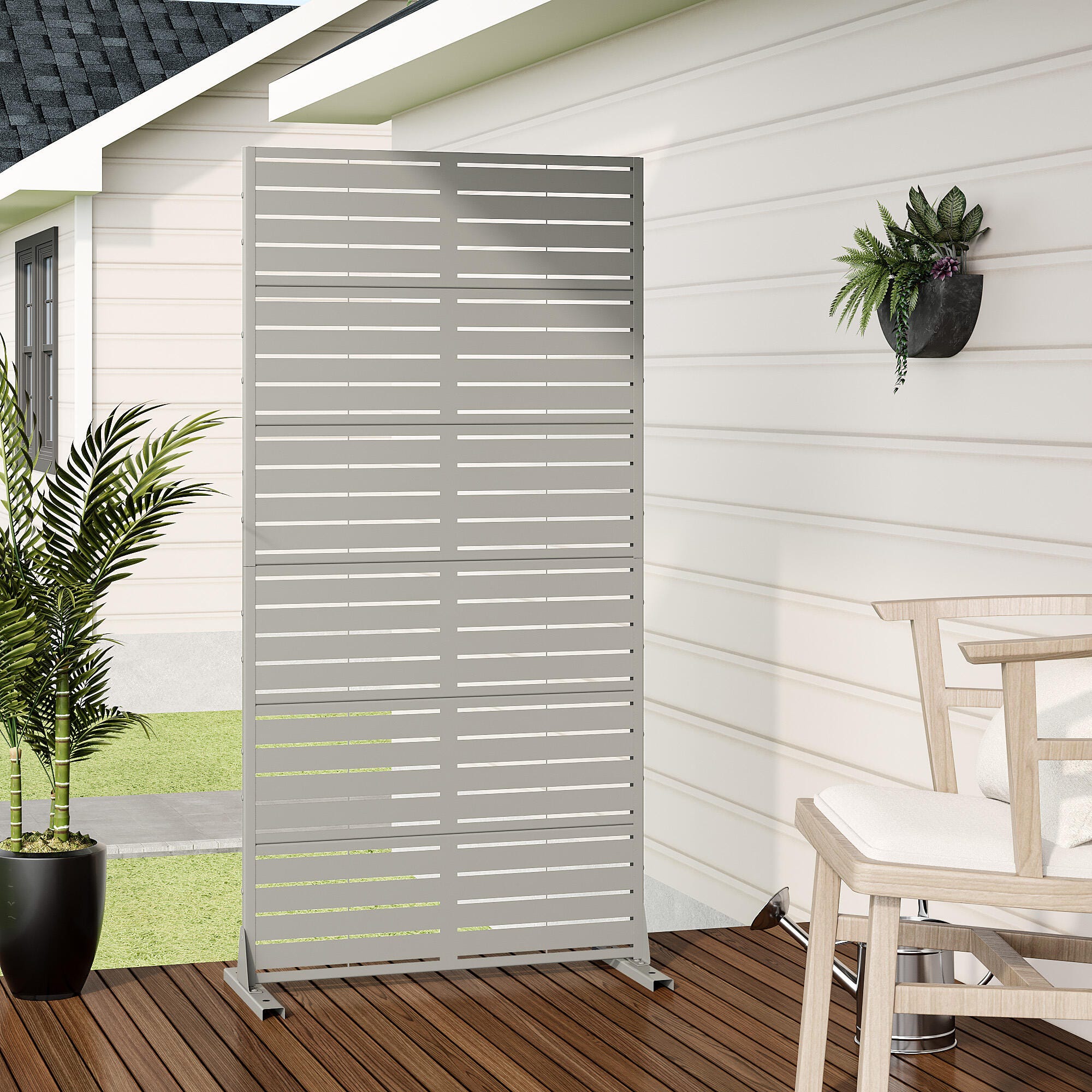 Dovelina TranquilBreeze 72" Outdoor Privacy Screen, Gray, large