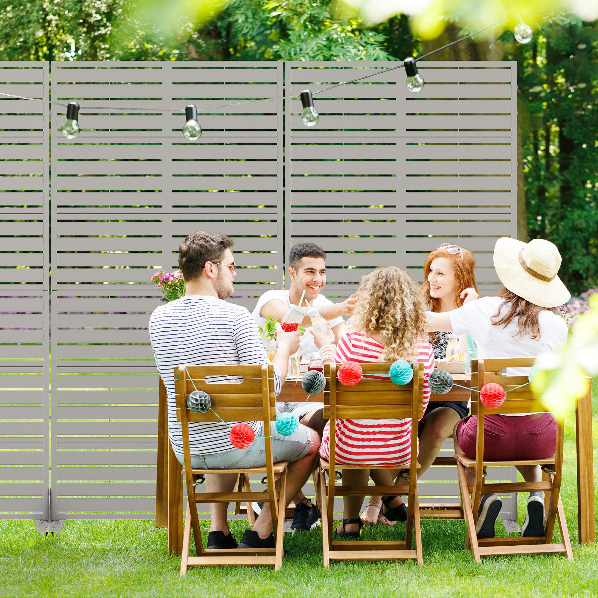 Dovelina TranquilBreeze 72" Outdoor Privacy Screen, Gray, large