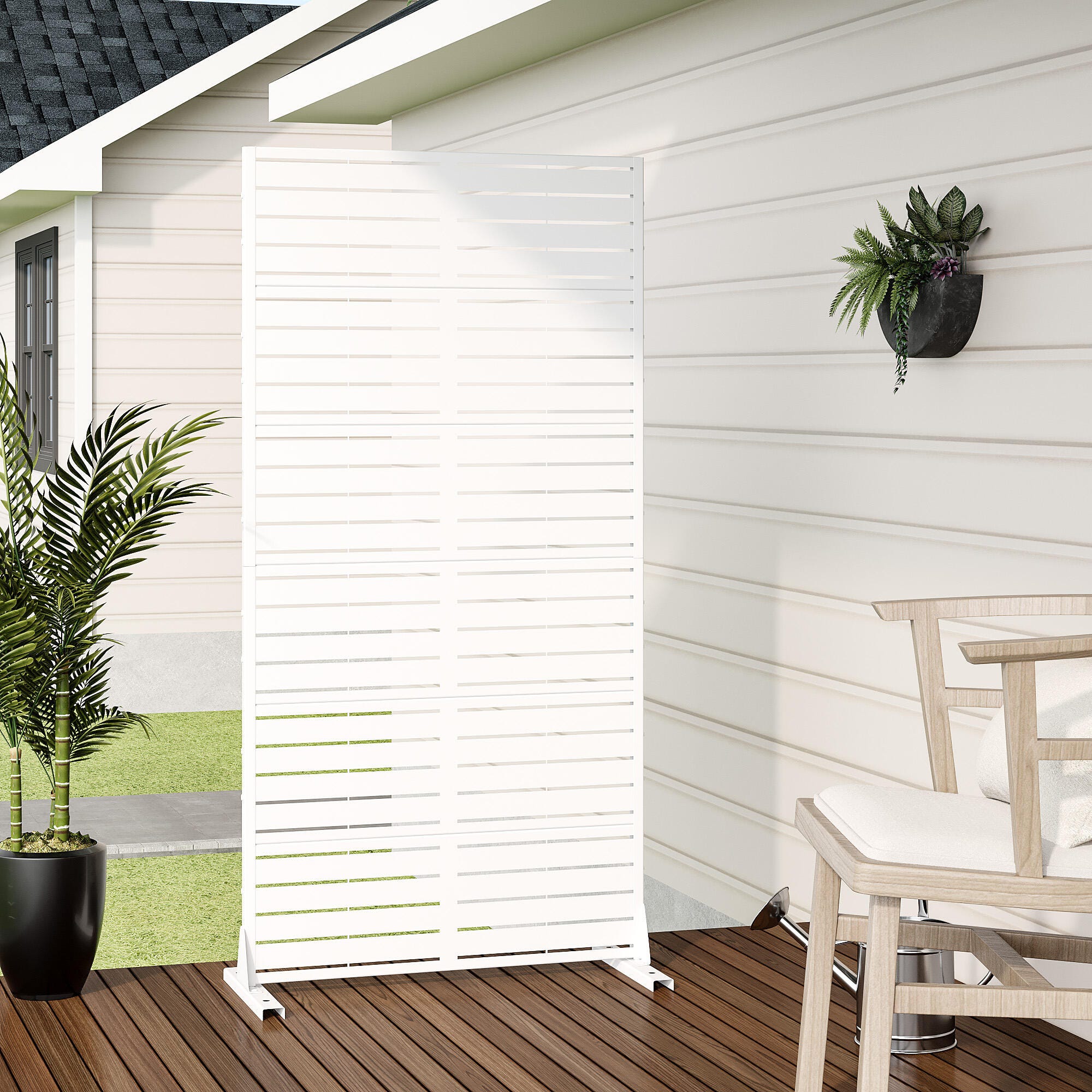 Dovelina TranquilBreeze 72" Outdoor Privacy Screen, White, large