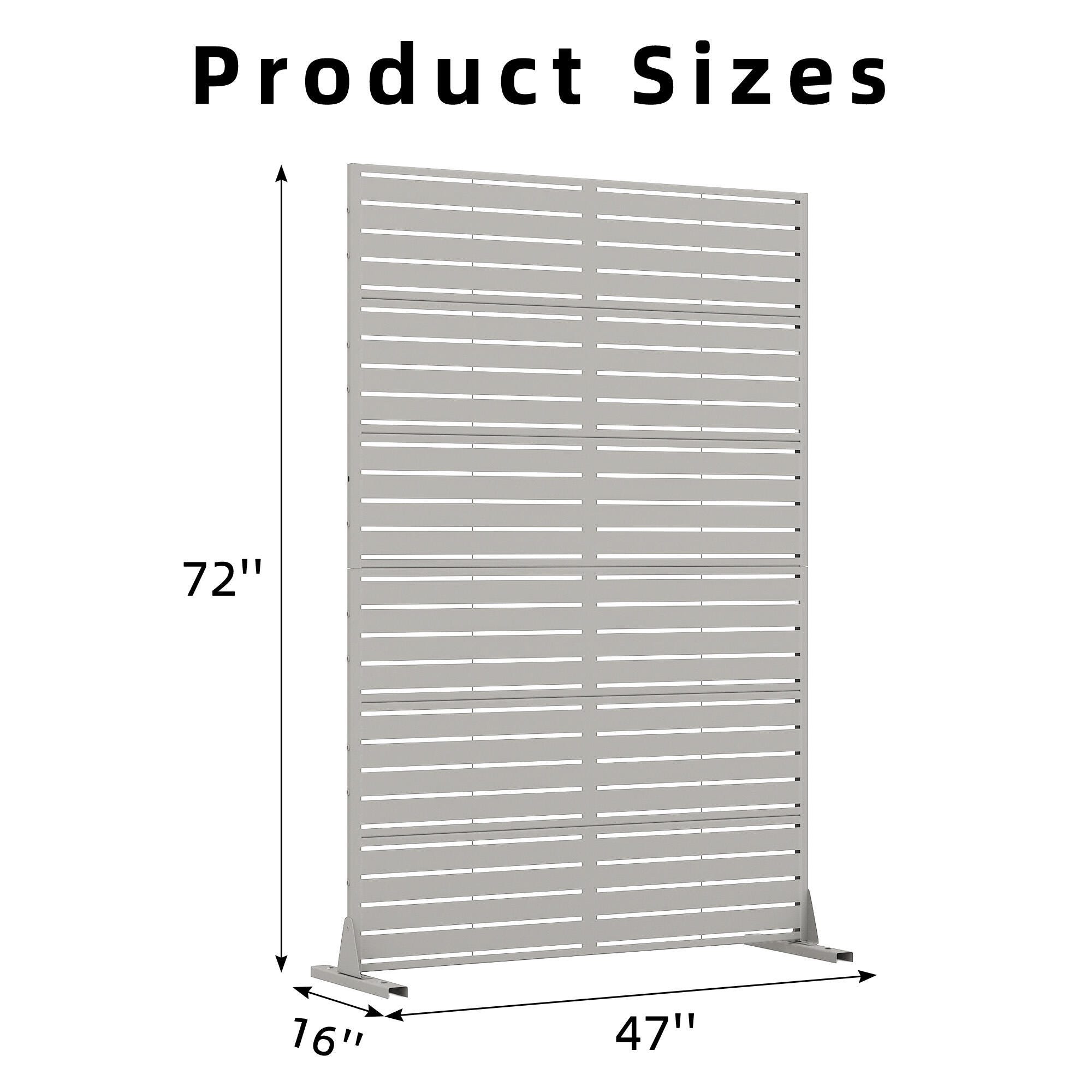 Dovelina TranquilBreeze 72" Outdoor Tall Privacy Screen, Gray, large