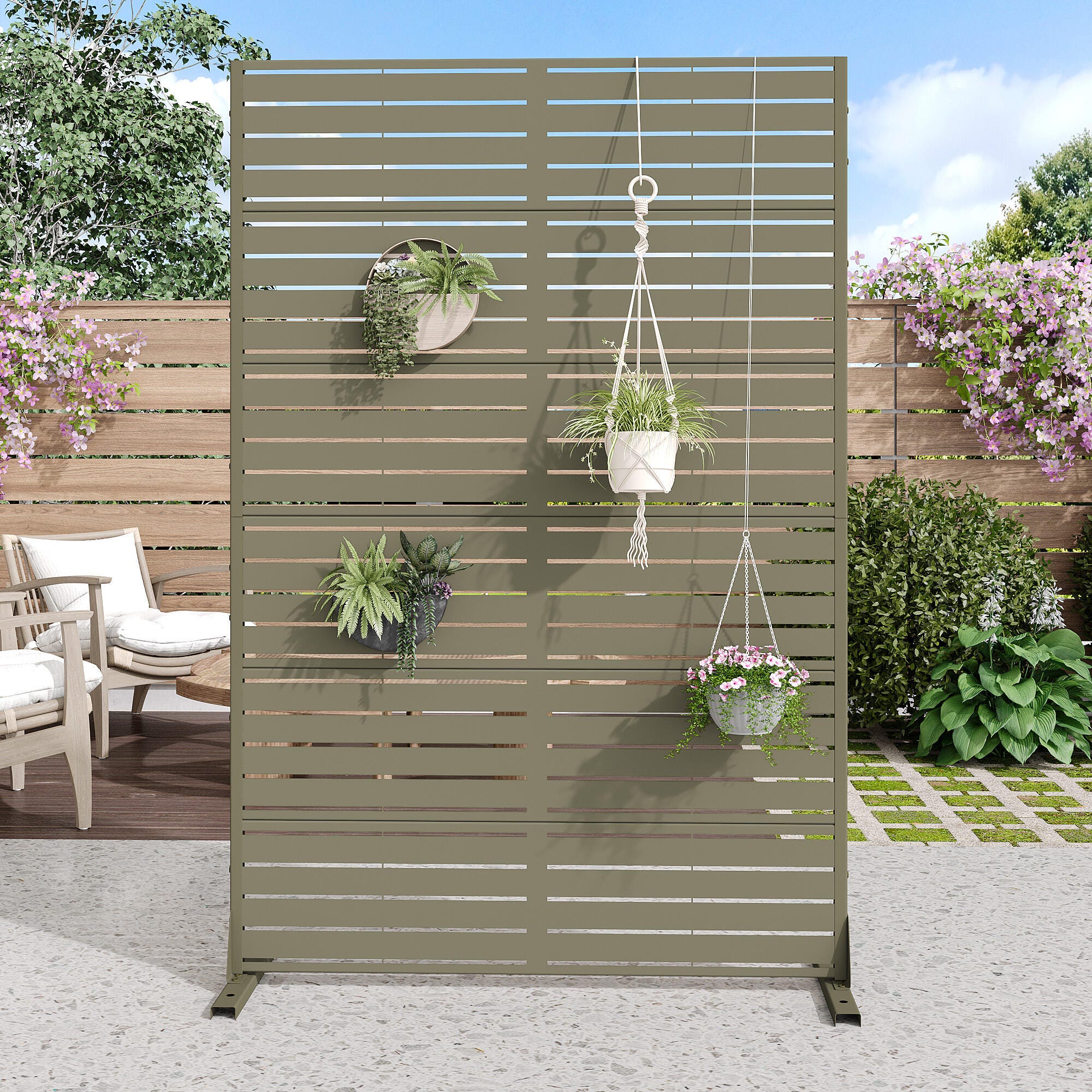Dovelina TranquilBreeze 72" Outdoor Tall Privacy Screen, Green, large