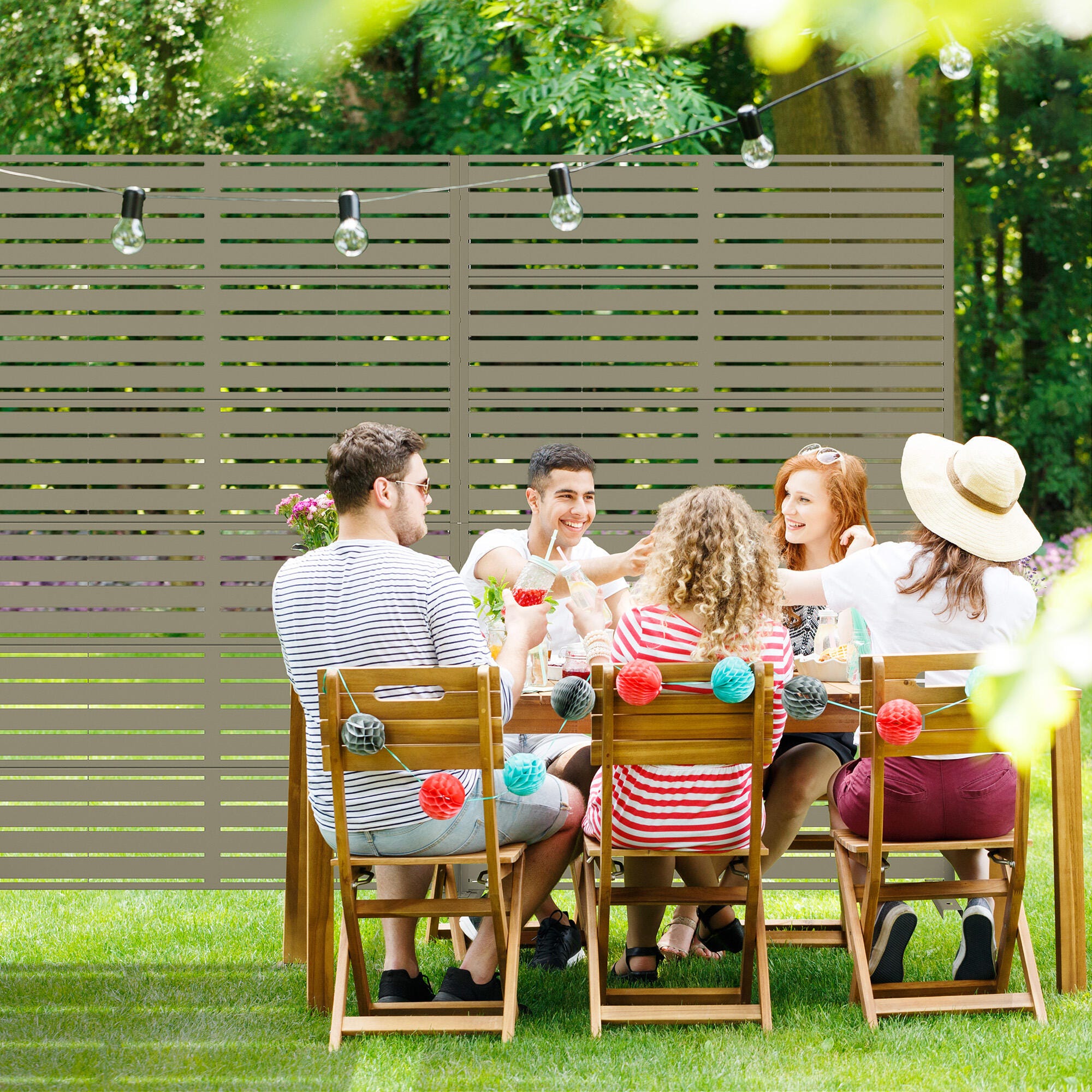 Dovelina TranquilBreeze 72" Outdoor Tall Privacy Screen, Green, large