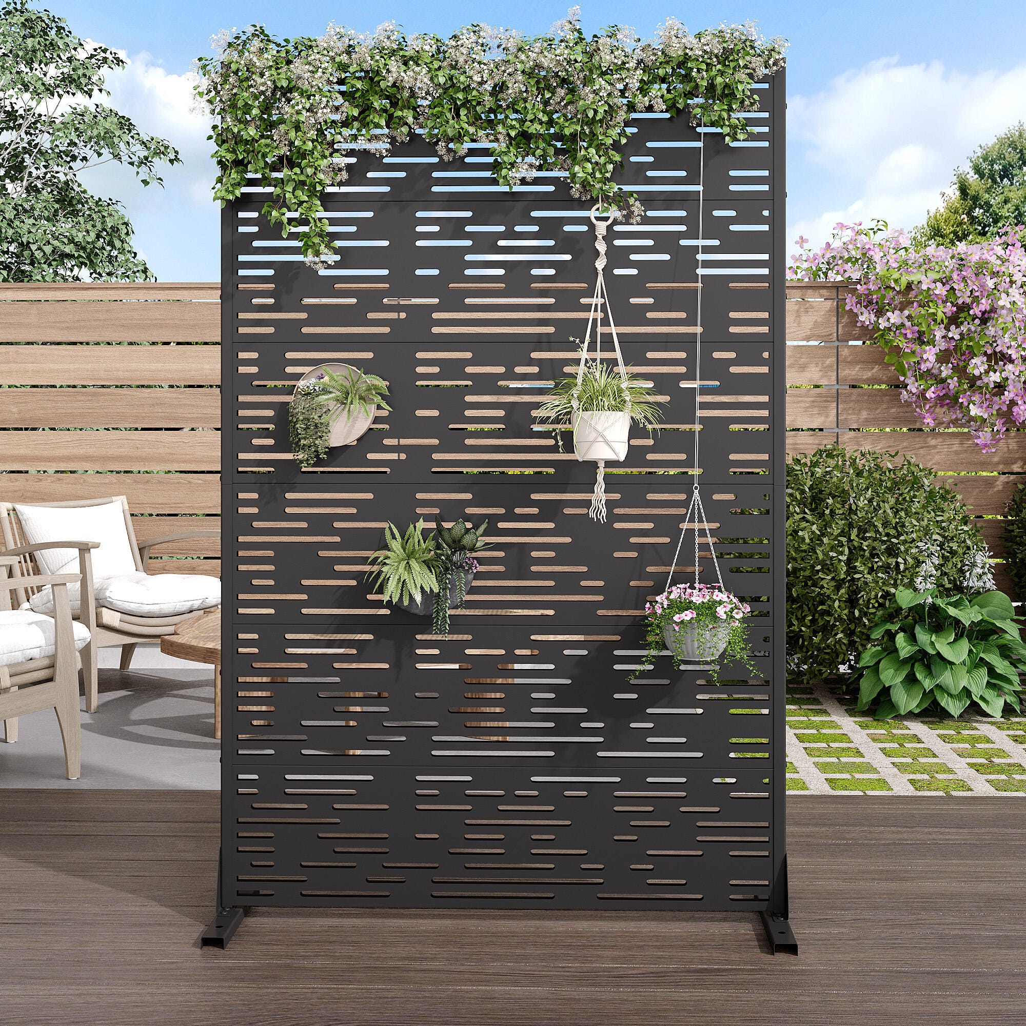 Dovelina Verano 72" Outdoor Shadow Pattern Rustproof Privacy Screen, , large