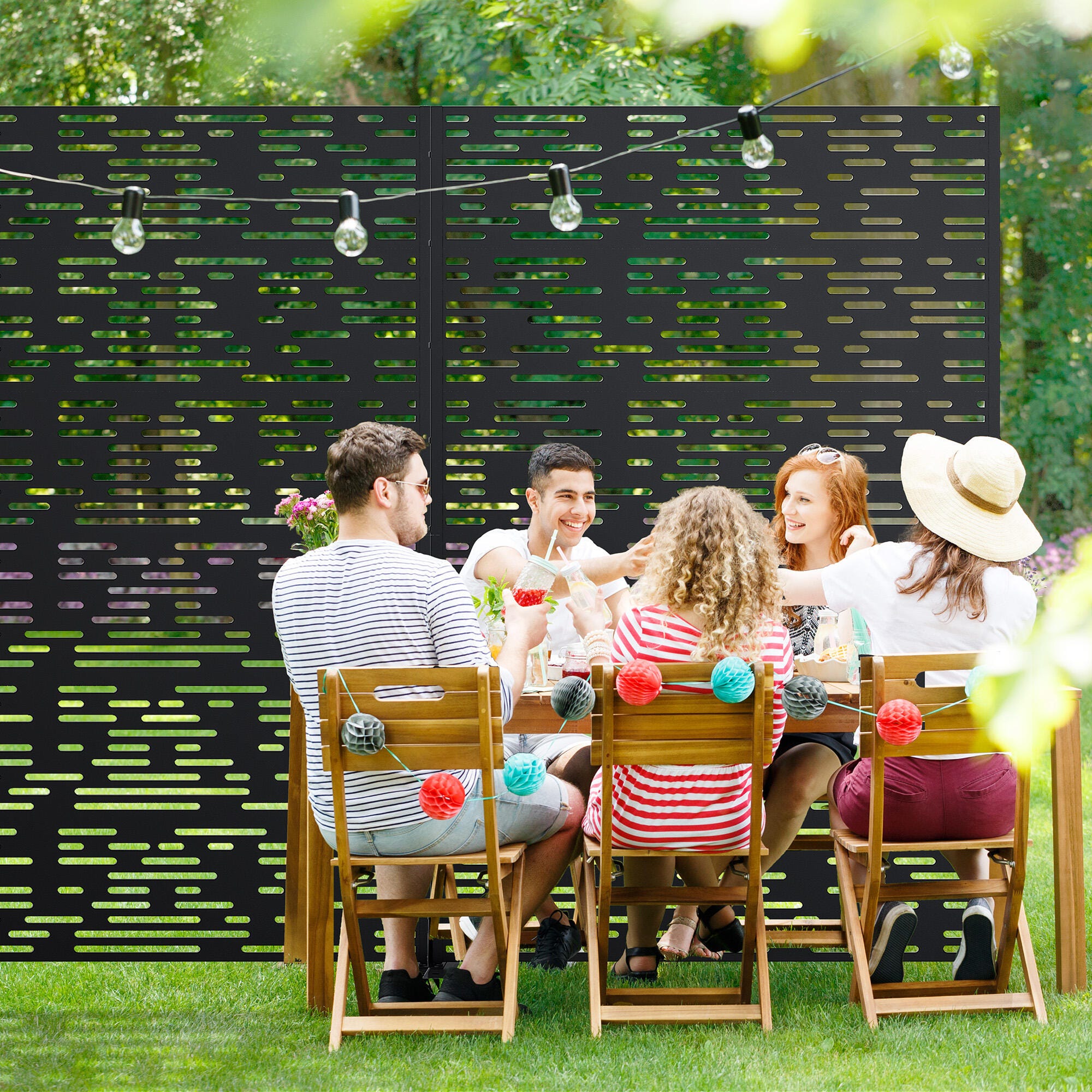 Dovelina Verano 72" Outdoor Shadow Pattern Rustproof Privacy Screen, , large