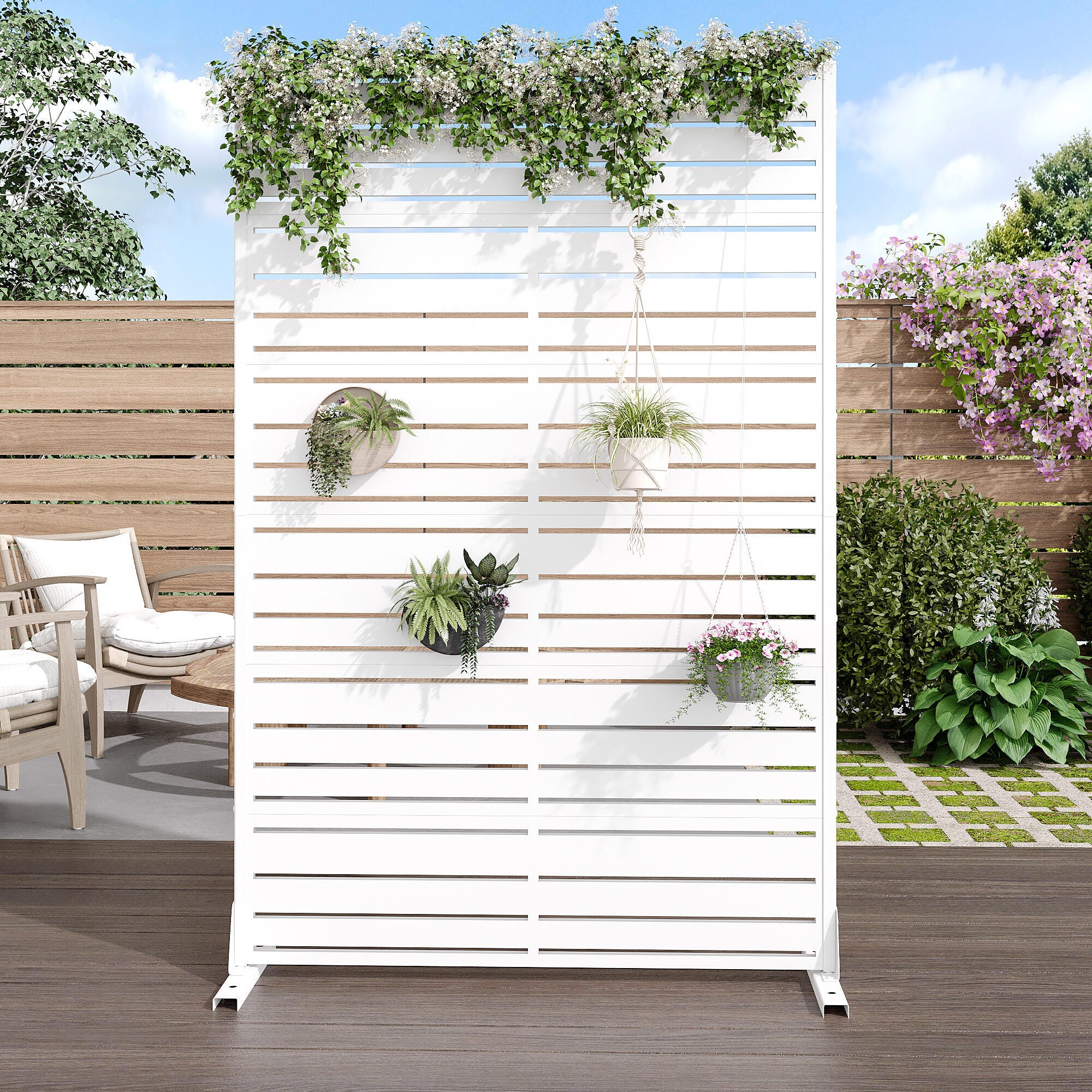 Dovelina Verano 72" Outdoor Strip Pattern Rustproof Privacy Screen, , large
