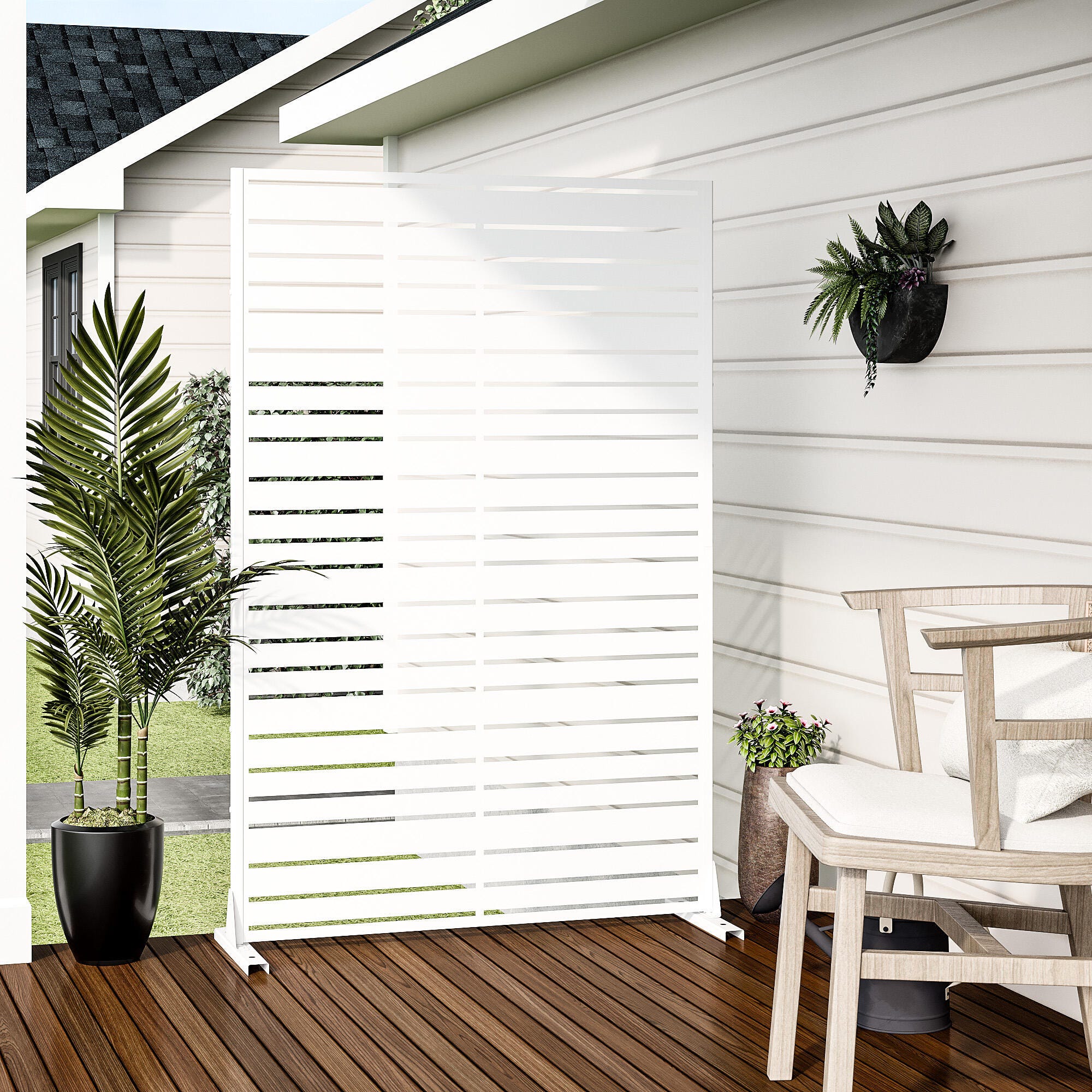 Dovelina Verano 72" Outdoor Strip Pattern Rustproof Privacy Screen, , large