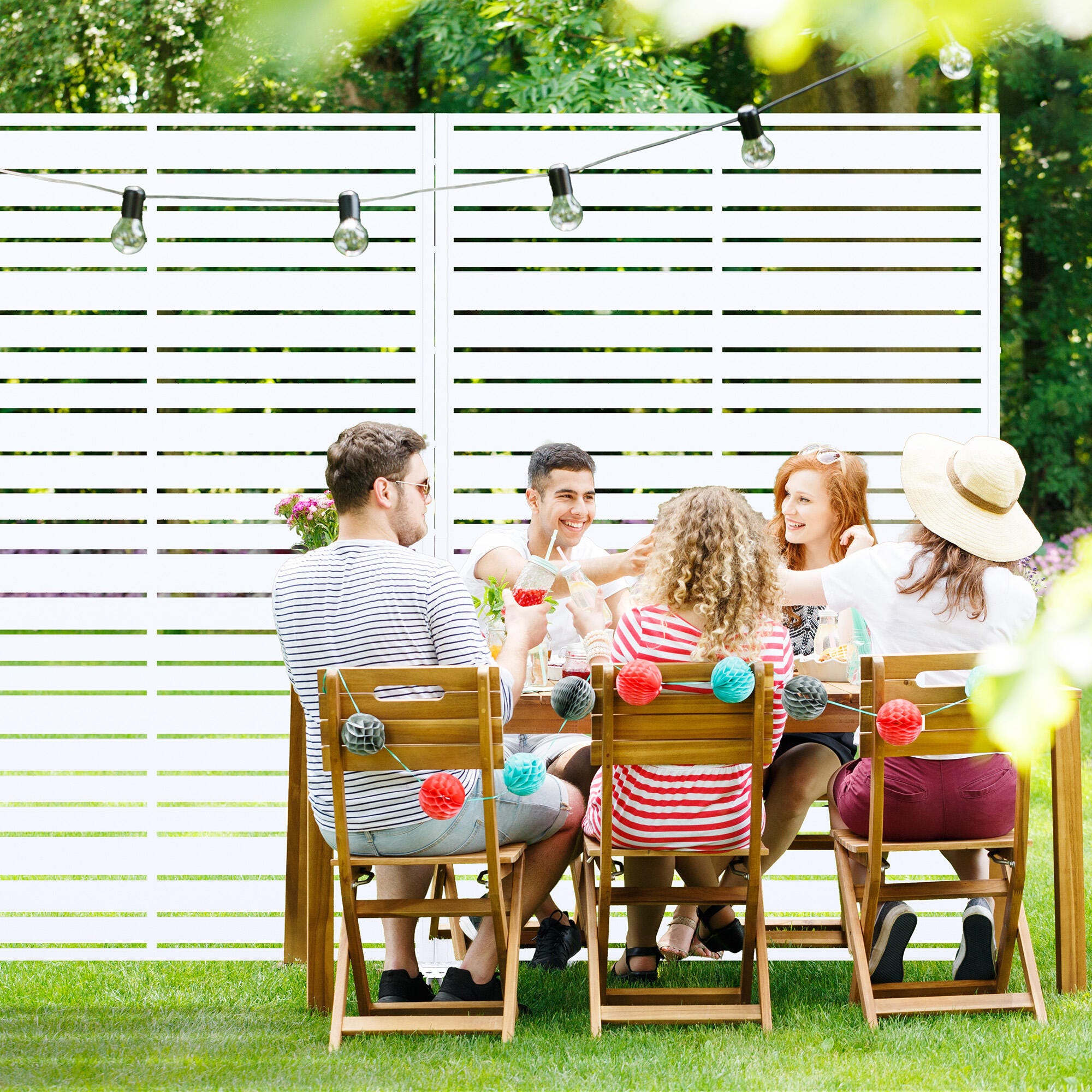 Dovelina Verano 72" Outdoor Strip Pattern Rustproof Privacy Screen, , large