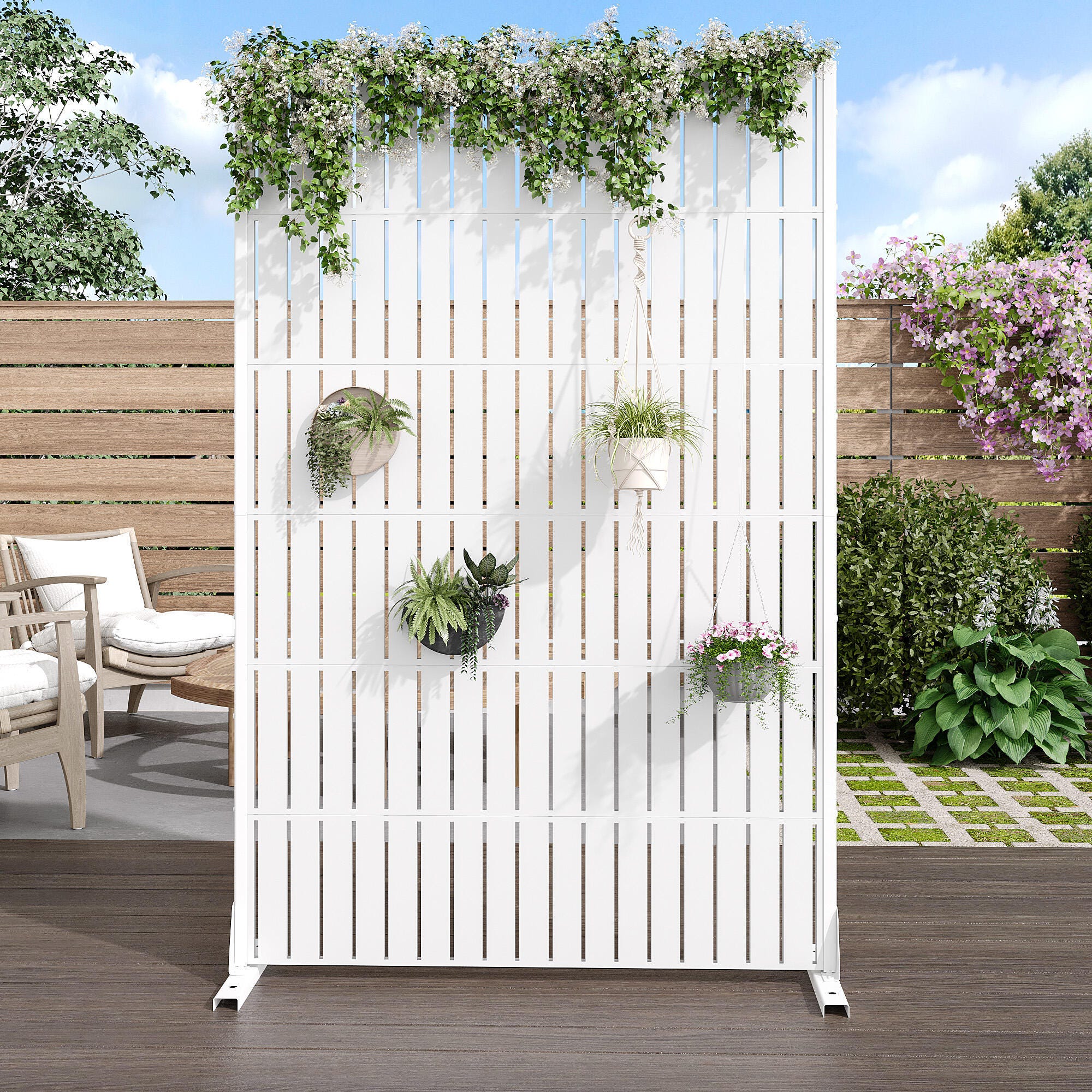 Dovelina Verano 72" Outdoor Vertical Slat Pattern Rustproof Privacy Screen, , large